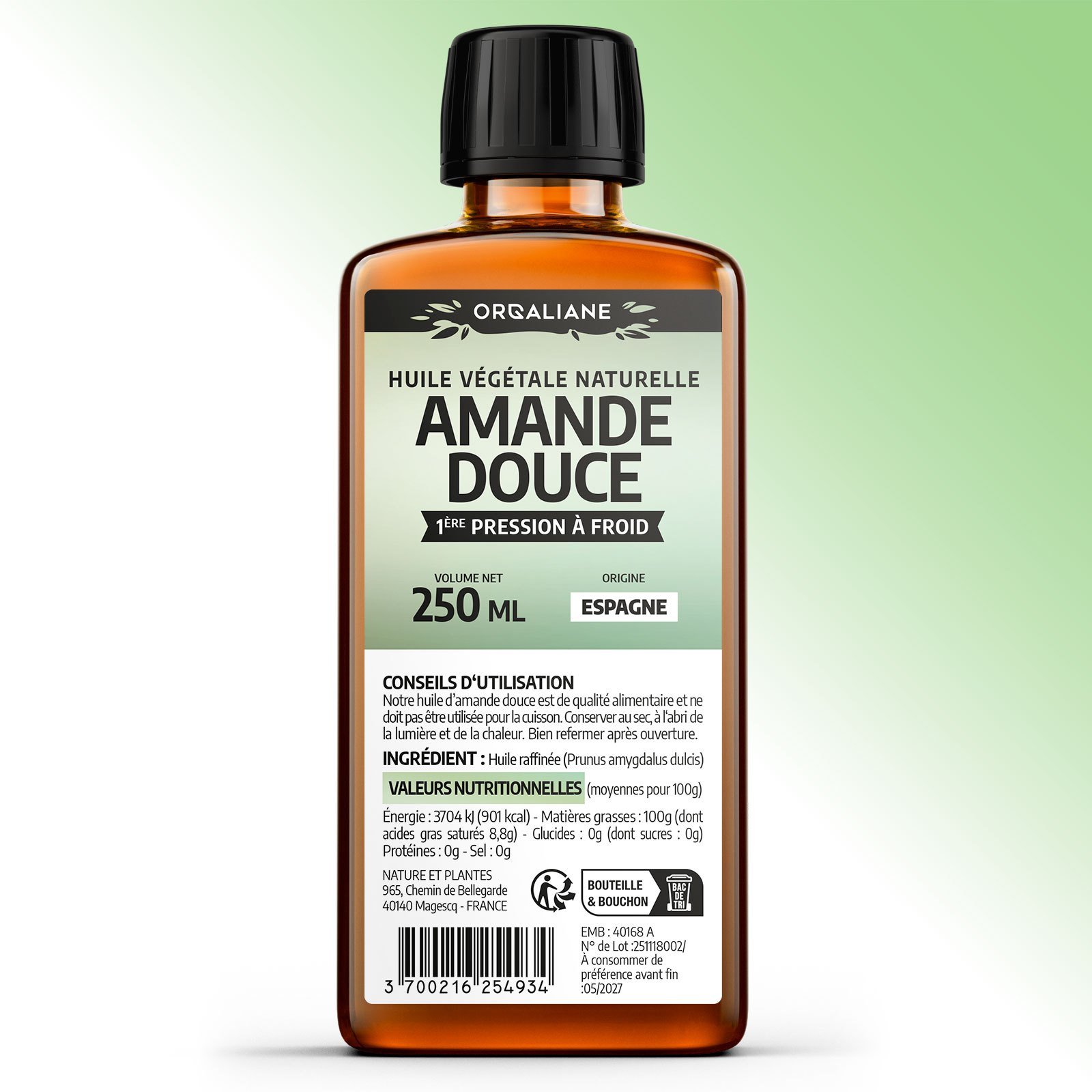 Sweet Almond Oil - - Cold Pressed