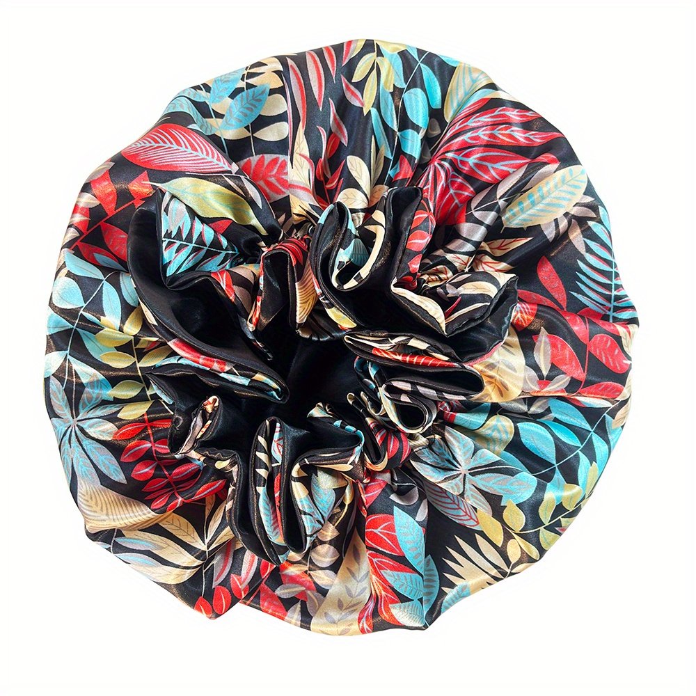 Women Satin Bonnet Cap Double Layer Y Big Bonnet for Lady Printing Sleep Cap Head Wrap - Image 70