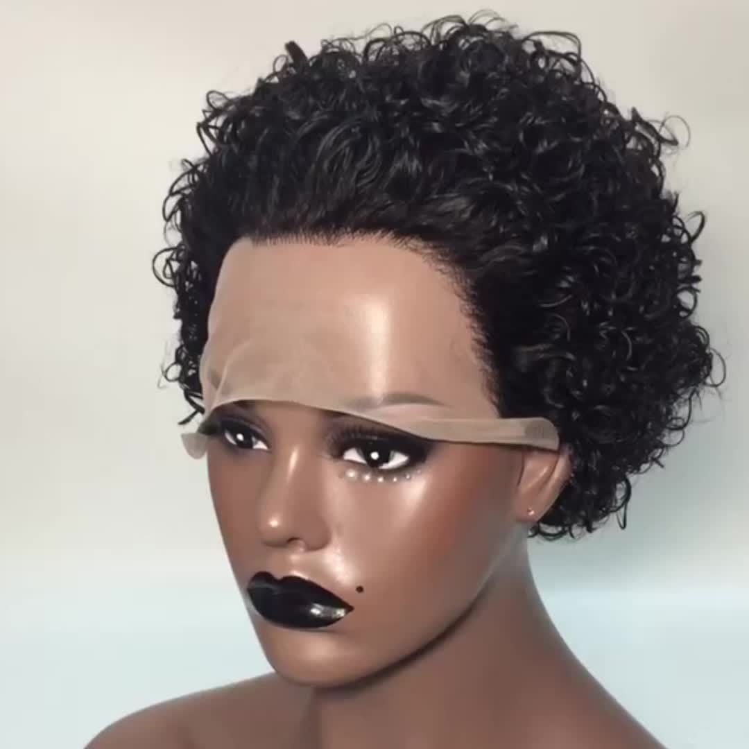 Short Curly Lace Front Wigs 13X1 Brazilian Water Wave Human Hair Wigs Pixie Cut Transparent Lace Wig for Black Women - Image 43