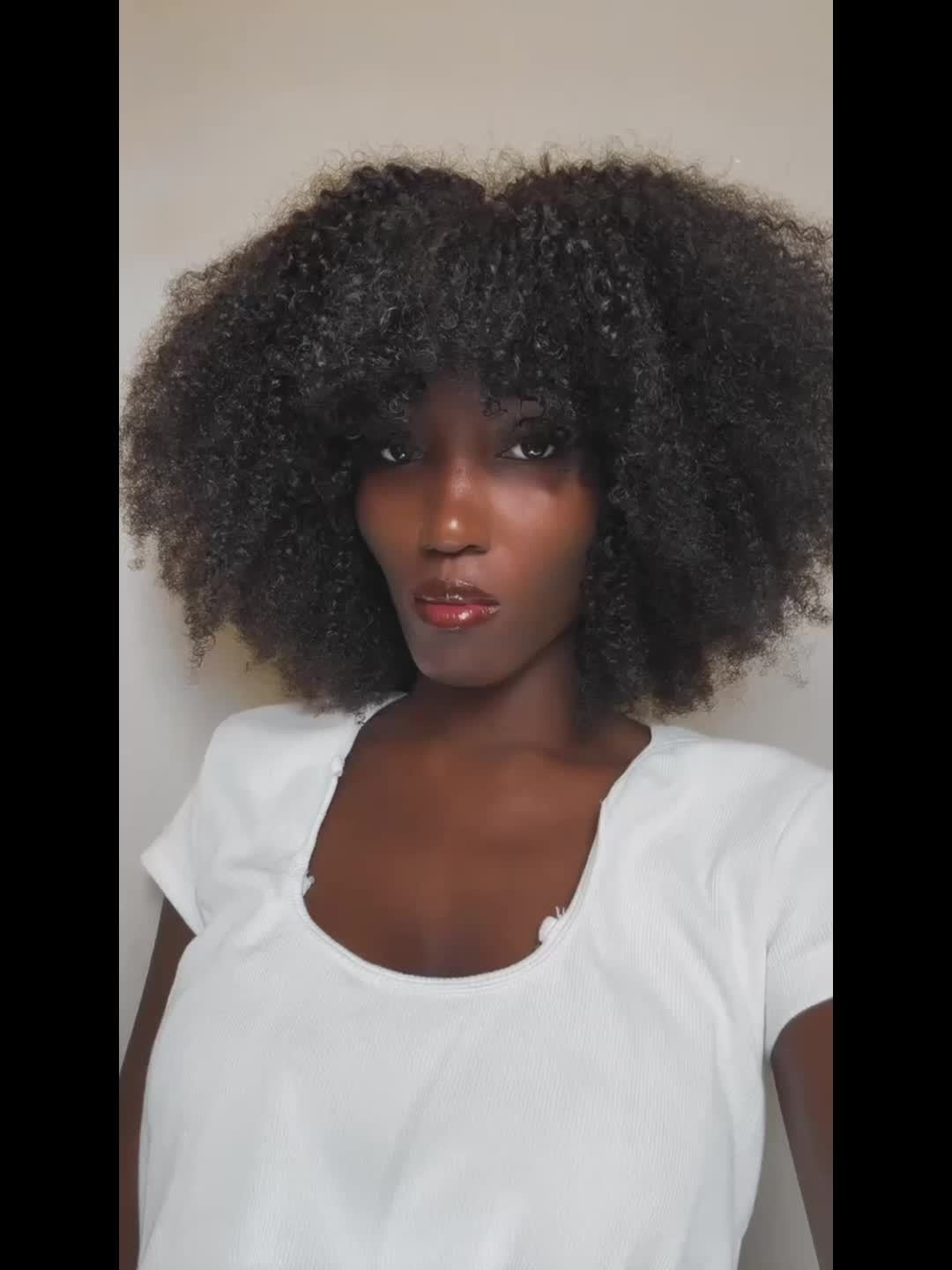 Women'S Afro Kinky Curly Wig with Bangs - Density Full Machine-Made Scalp Top, Natural Black Brazilian Human Hair Wig for, Everyday & Special Events - Voluminous Curly Hairstyle, Short Hair Wigs, Event Hairpiece, Naturallooking Hairpiece, Protective Style, Beauty Accessory - Image 26