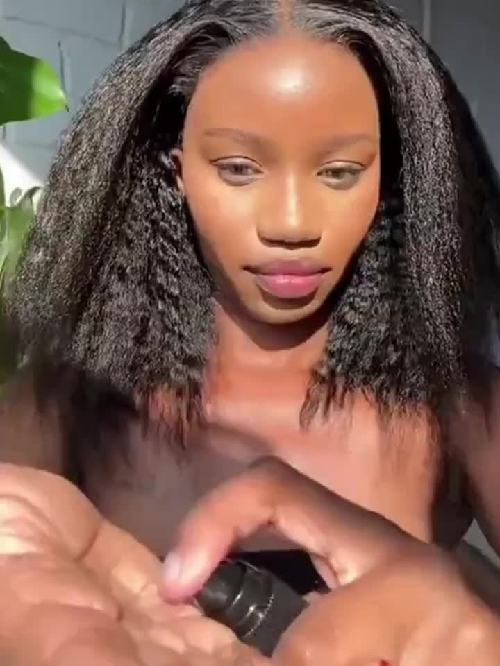 Wear & Go Glueless Wigs Yaki Kinky Straight Human Hair Pre Plucked Pre Cut 4x4 Lace Closure Wigs 180% Density Kinky Straight Glueless Wigs Human Hair for Women Natural Black - Image 20