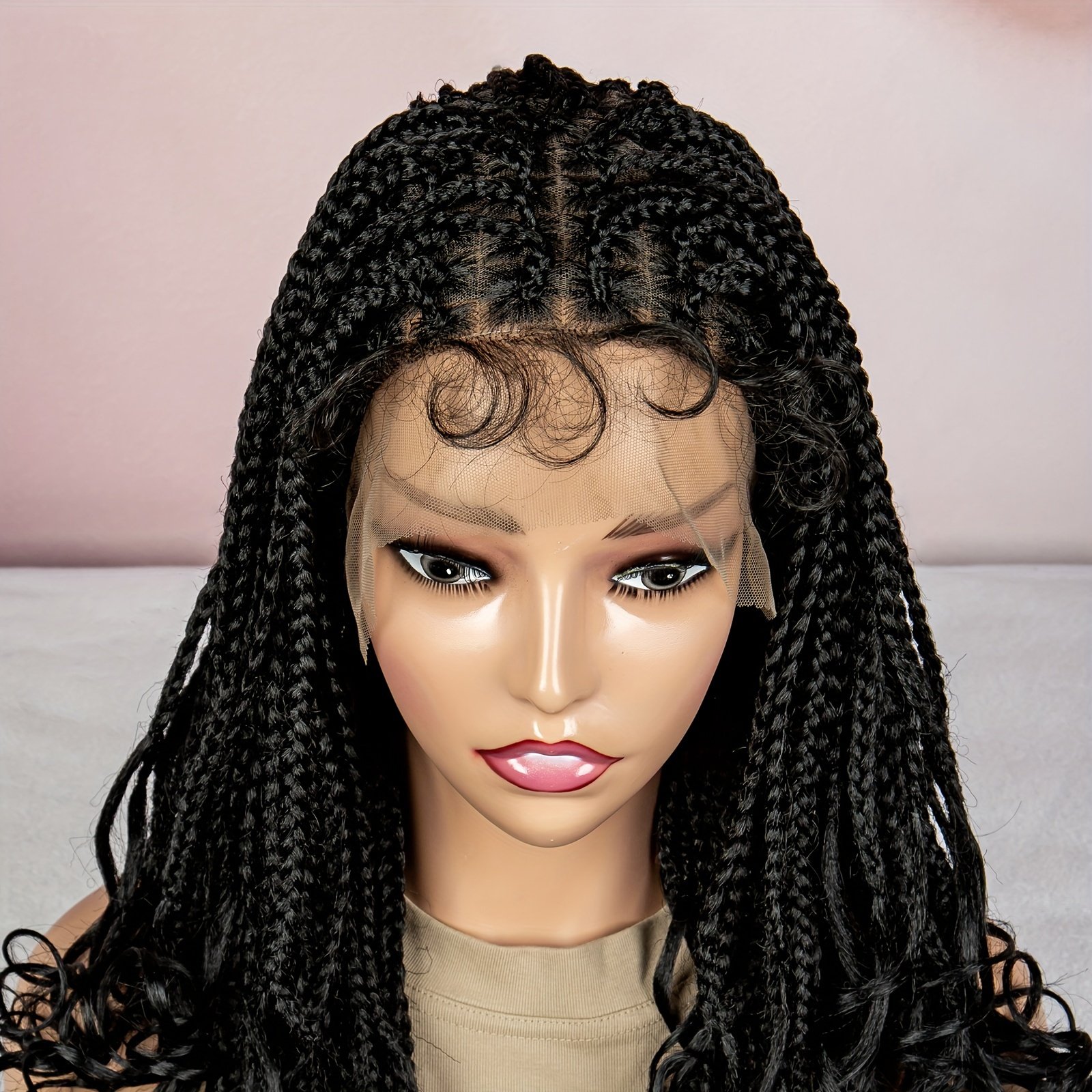20-Inch Elegant Casual Vacation Mid-Length Handmade Braided Wig Cap with 9*6 Lace, Made from High-Temperature Resistant Fibers That Are Comfortable And Breathable - Image 2
