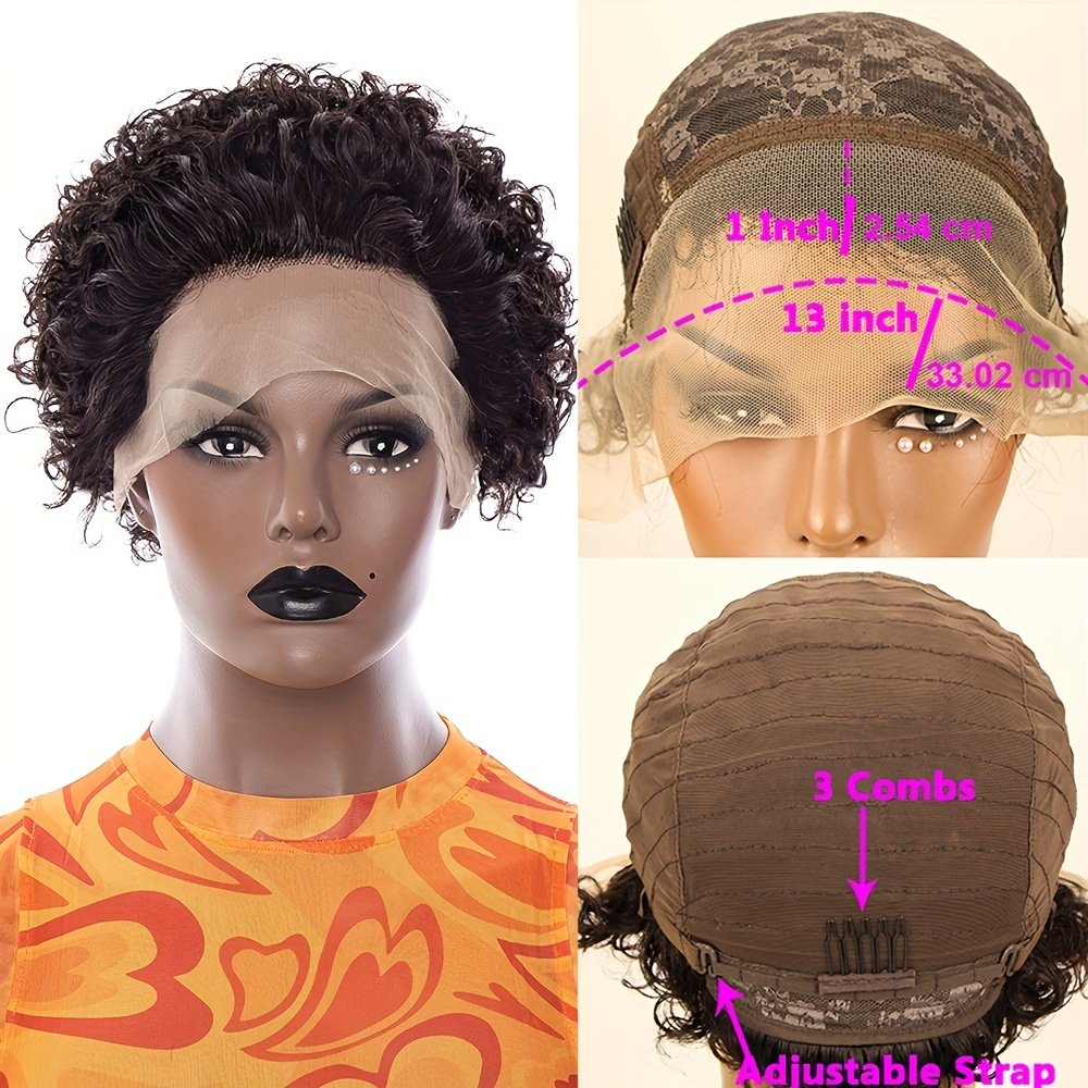 Short Curly Lace Front Wigs 13X1 Brazilian Water Wave Human Hair Wigs Pixie Cut Transparent Lace Wig for Black Women - Image 14