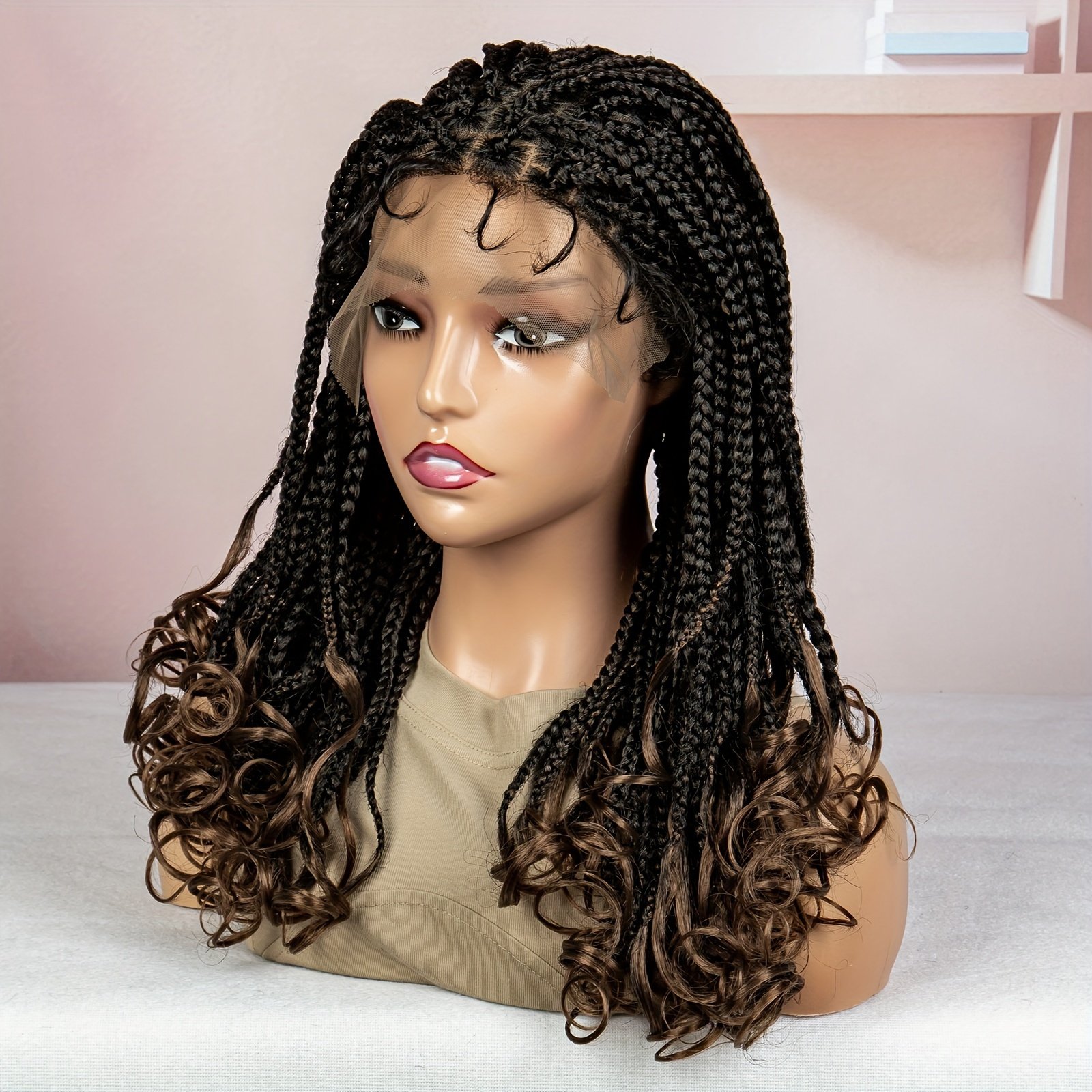 20-Inch Elegant Casual Vacation Mid-Length Handmade Braided Wig Cap with 9*6 Lace, Made from High-Temperature Resistant Fibers That Are Comfortable And Breathable - Image 25