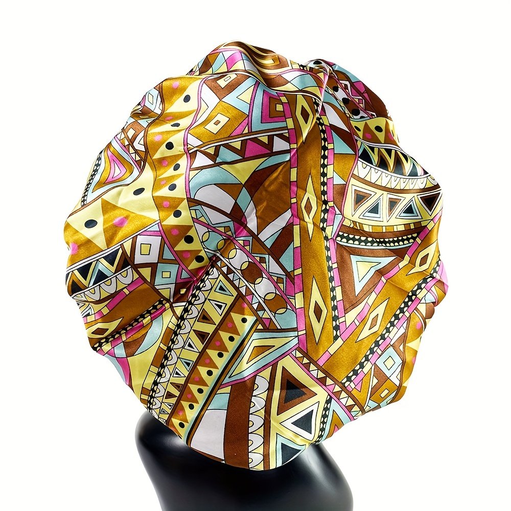 Women Satin Bonnet Cap Double Layer Y Big Bonnet for Lady Printing Sleep Cap Head Wrap - Image 56