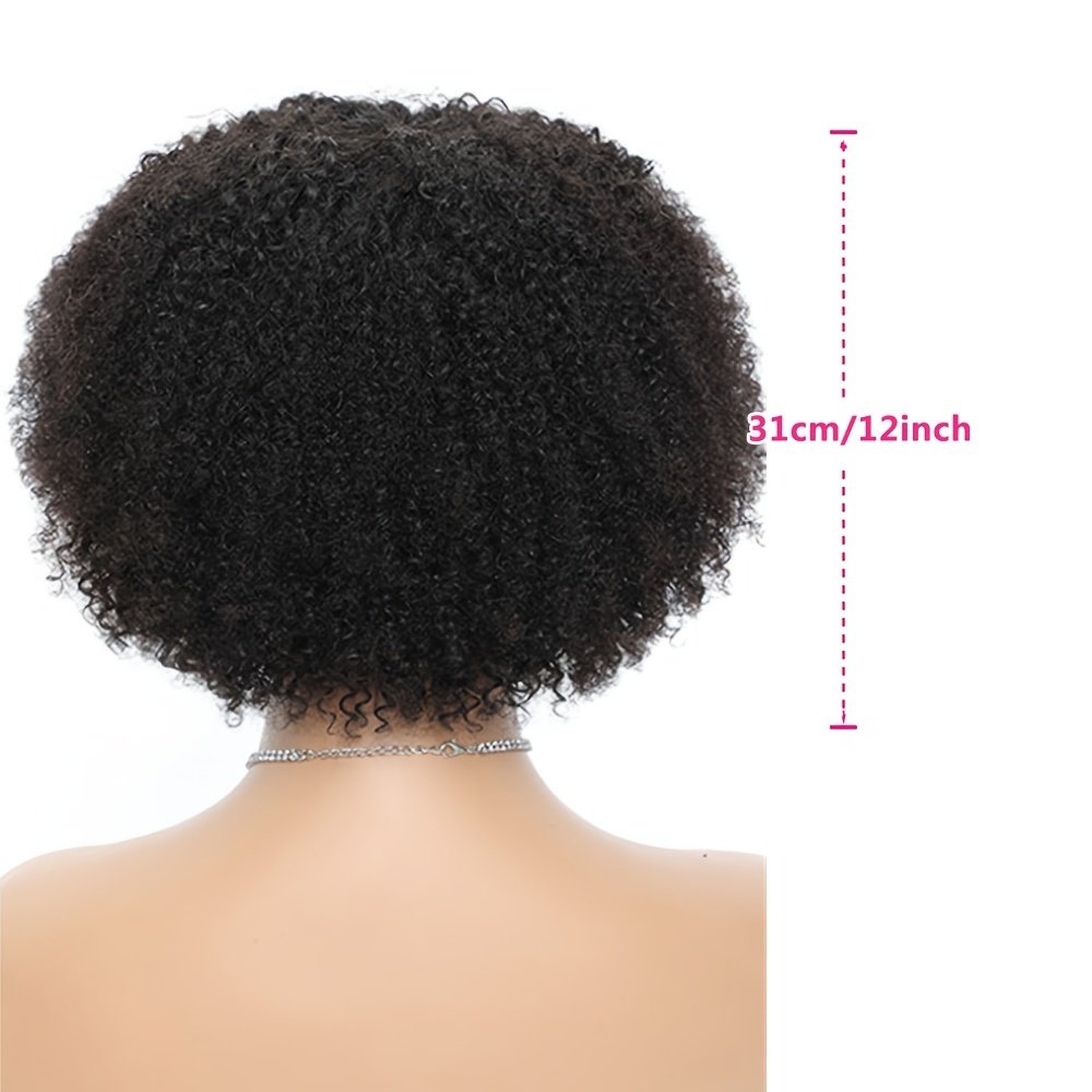 Women'S Afro Kinky Curly Wig with Bangs - Density Full Machine-Made Scalp Top, Natural Black Brazilian Human Hair Wig for, Everyday & Special Events - Voluminous Curly Hairstyle, Short Hair Wigs, Event Hairpiece, Naturallooking Hairpiece, Protective Style, Beauty Accessory - Image 8