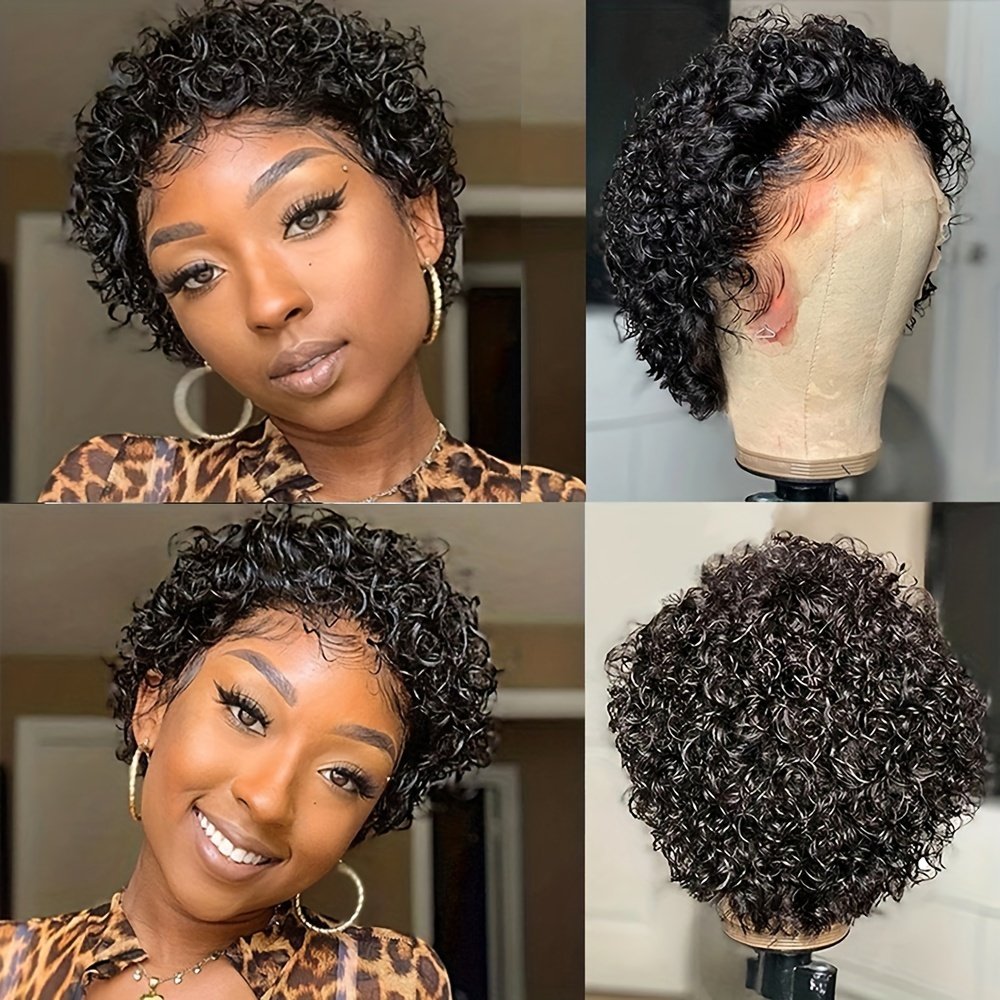 Short Curly Lace Front Wigs 13X1 Brazilian Water Wave Human Hair Wigs Pixie Cut Transparent Lace Wig for Black Women - Image 24