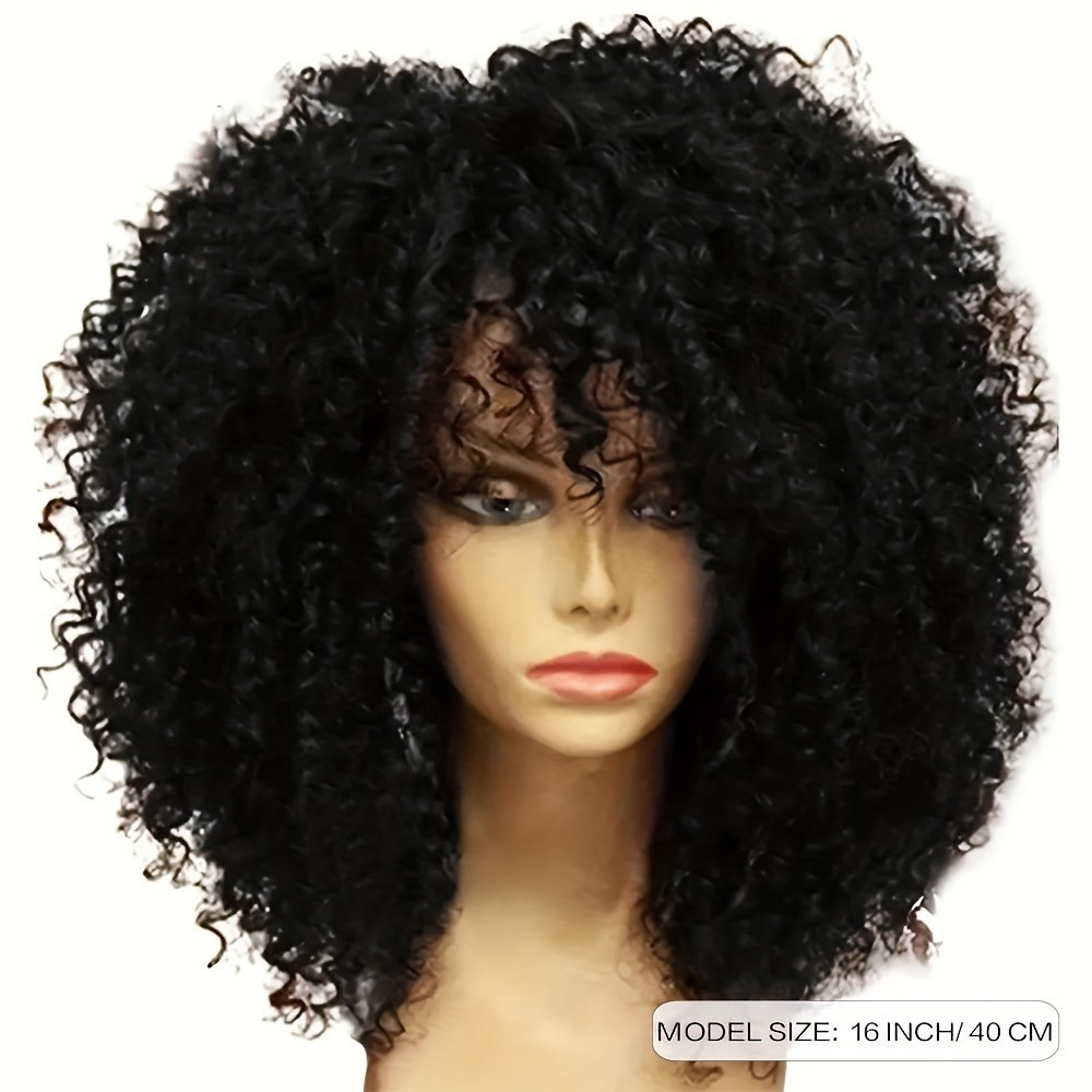 Women's Fashion Short Curly African Small Curl Black 40.64 cm Synthetic Fiber Hair Replacement Wig for Women Heat Resistant Fiber Wig Suitable for Daily Wear Halloween Christmas Carnival Wedding Dance - Image 11