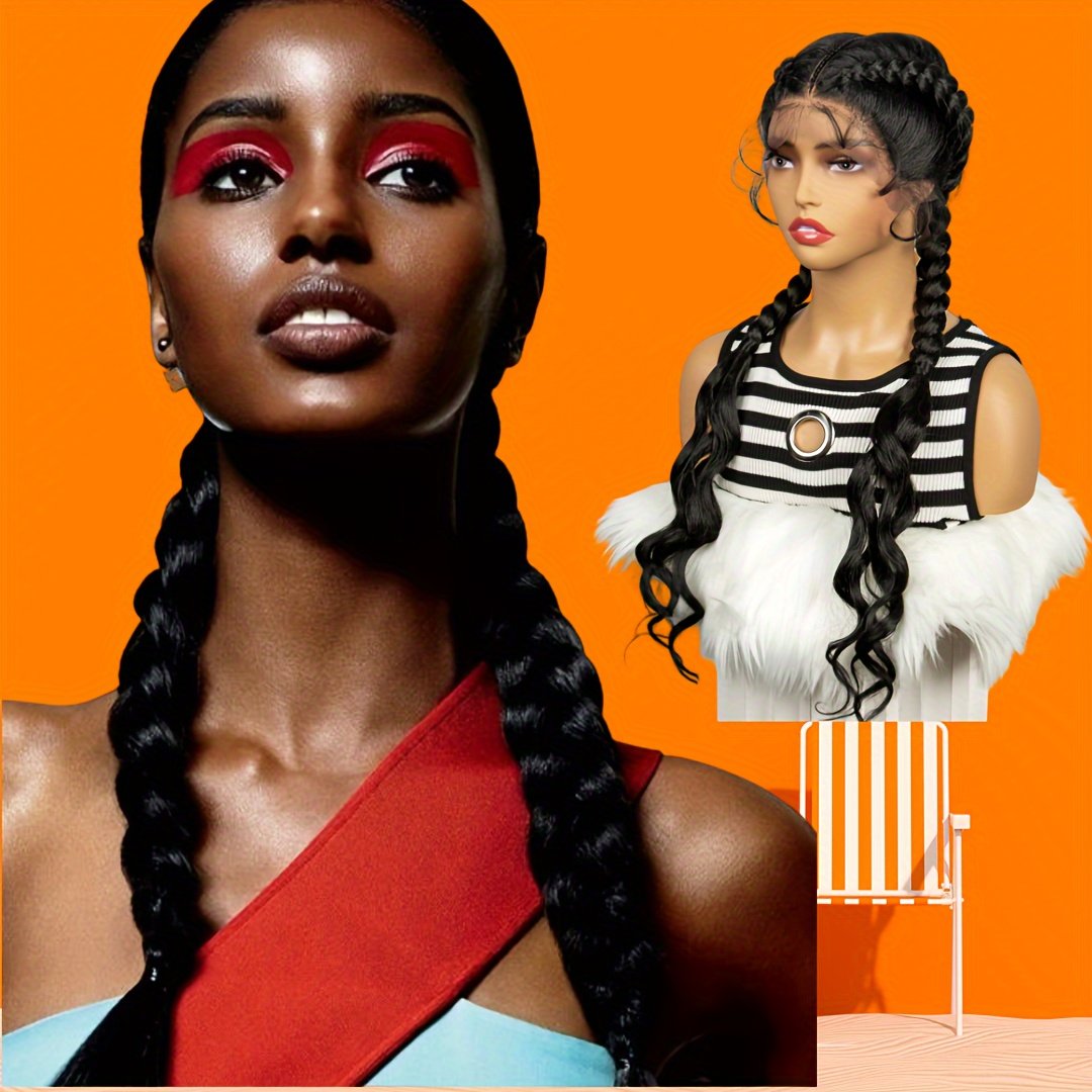 3-Strand Braided Wig Cap with 13x1 Lace Front Braid, 180% Density Long Hand-Woven 3-Strand Braided Wig with Small Curls at the Ends for a Simple and Stylish Look - Image 12
