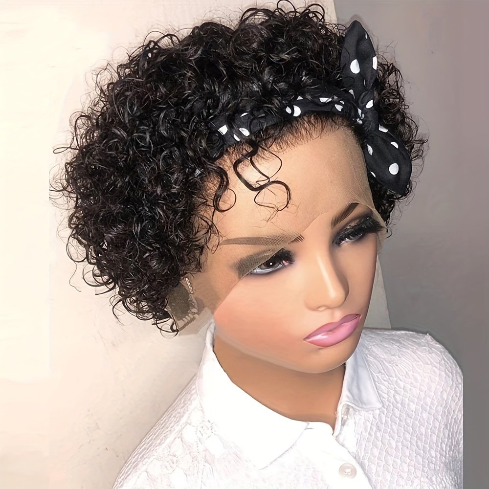 Short Curly Lace Front Wigs 13X1 Brazilian Water Wave Human Hair Wigs Pixie Cut Transparent Lace Wig for Black Women - Image 16
