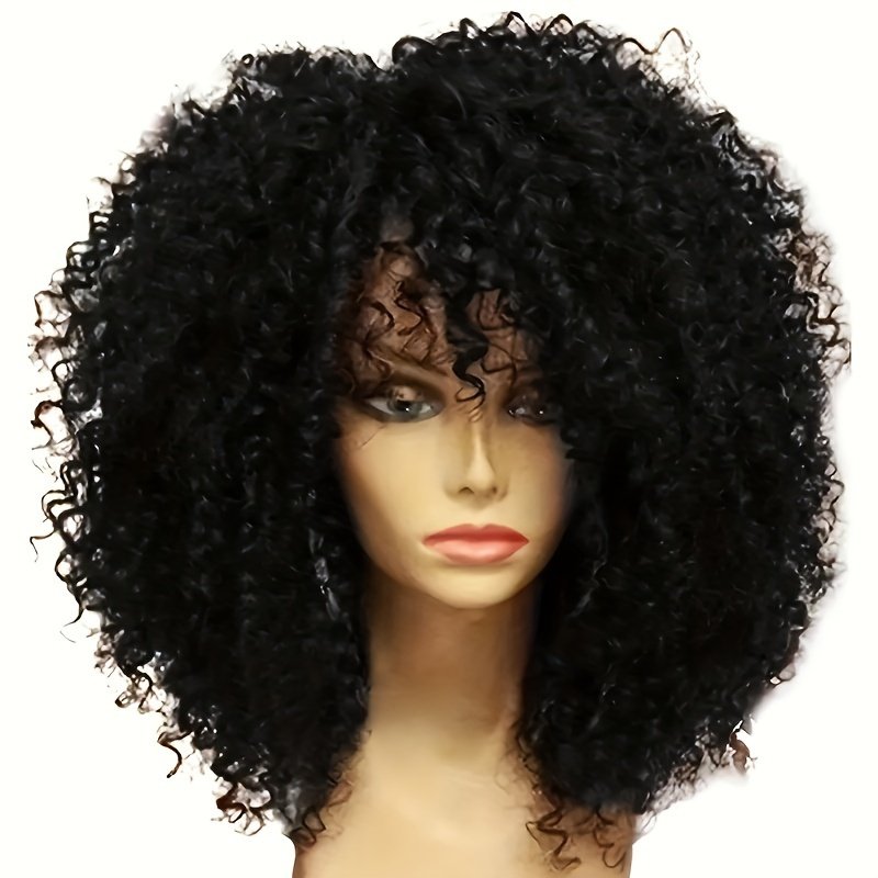 Women's Fashion Short Curly African Small Curl Black 40.64 cm Synthetic Fiber Hair Replacement Wig for Women Heat Resistant Fiber Wig Suitable for Daily Wear Halloween Christmas Carnival Wedding Dance - Image 3