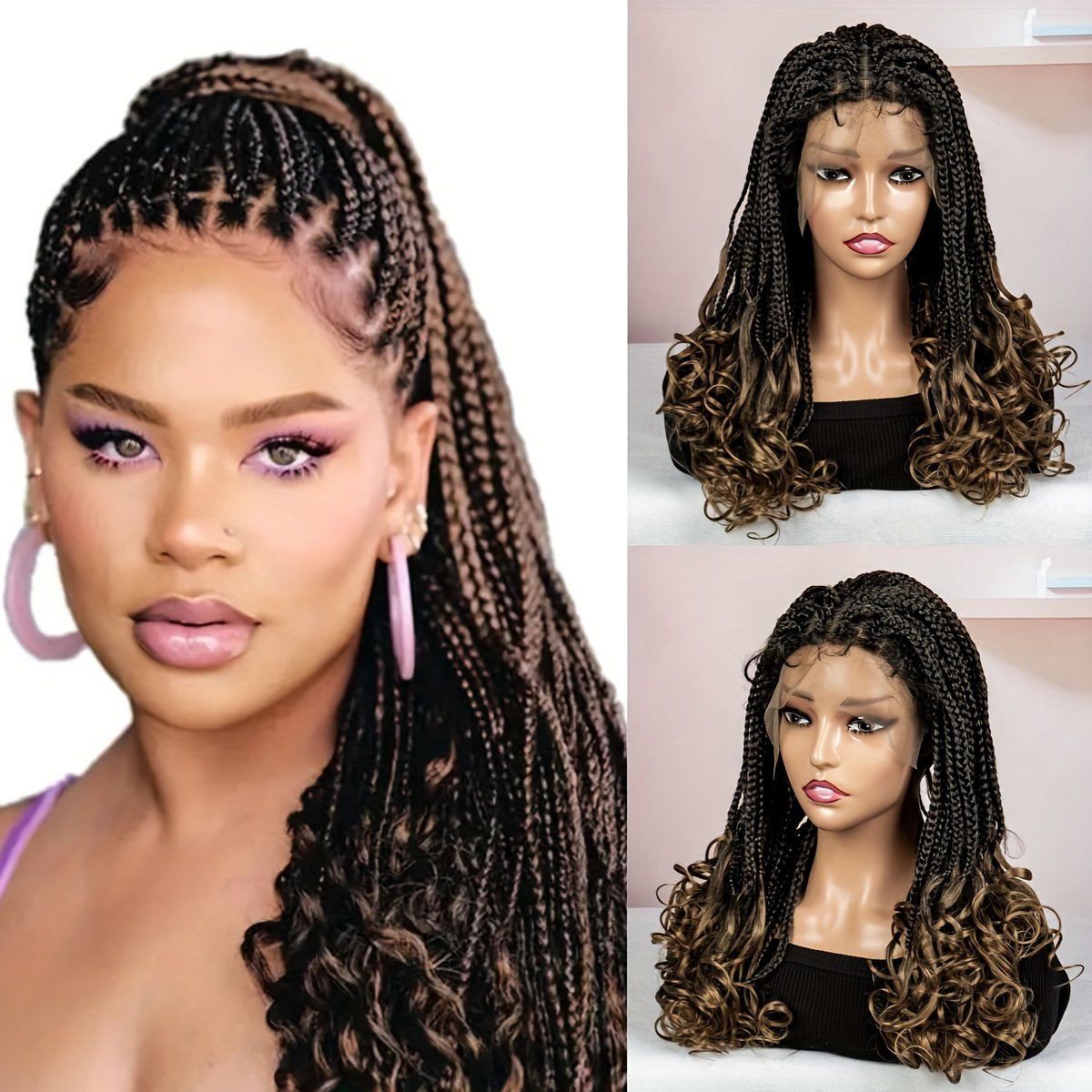 20-Inch Elegant Casual Vacation Mid-Length Handmade Braided Wig Cap with 9*6 Lace, Made from High-Temperature Resistant Fibers That Are Comfortable And Breathable - Image 14