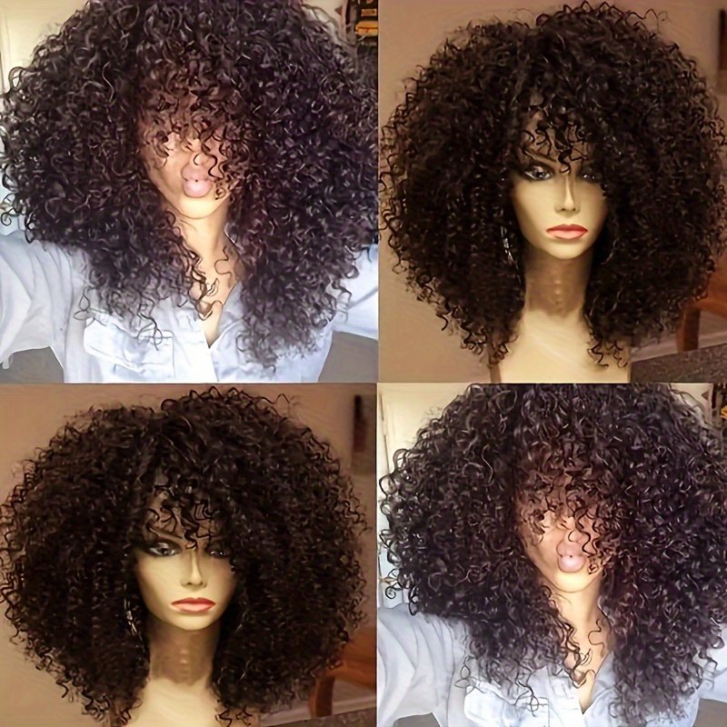 Women's Fashion Short Curly African Small Curl Black 40.64 cm Synthetic Fiber Hair Replacement Wig for Women Heat Resistant Fiber Wig Suitable for Daily Wear Halloween Christmas Carnival Wedding Dance - Image 6