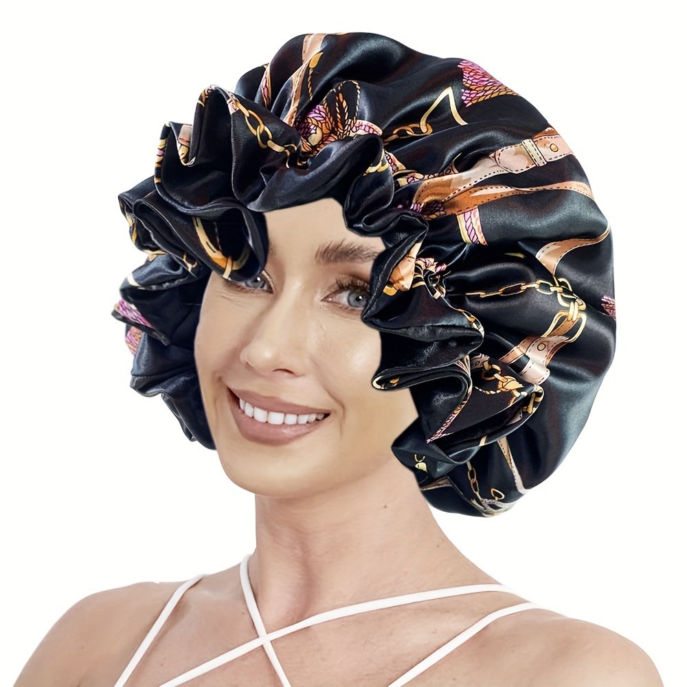Women Satin Bonnet Cap Double Layer Y Big Bonnet for Lady Printing Sleep Cap Head Wrap - Image 7