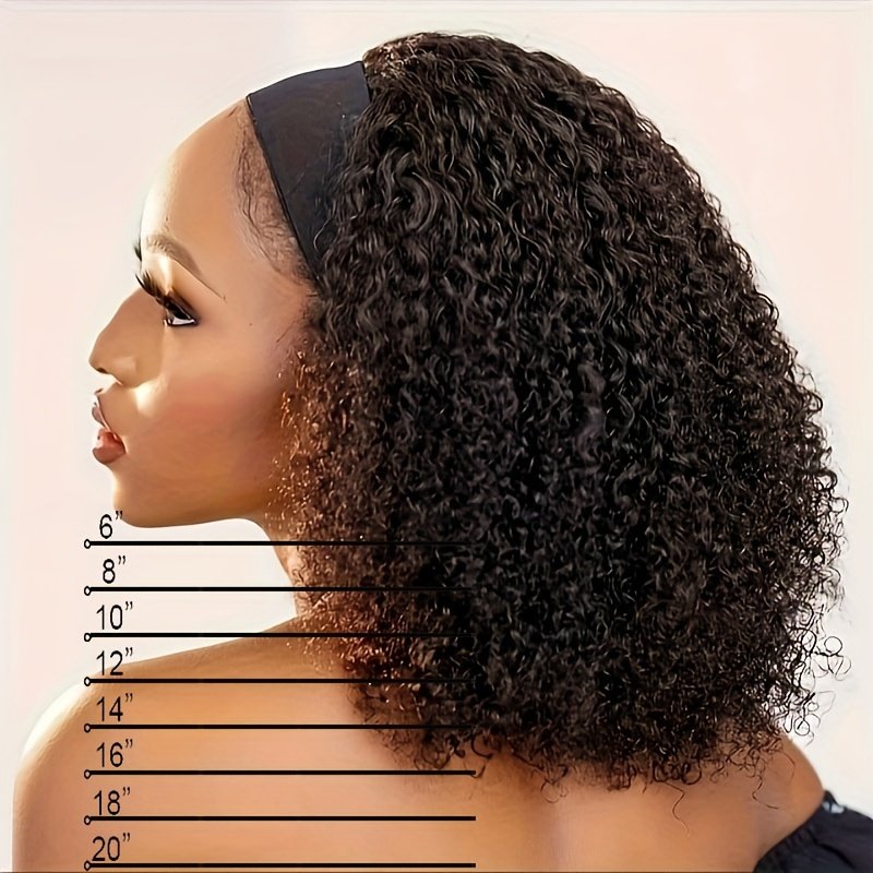 180% Density Human Hair Wig Short Headband Bob Wig Natural Black Short Curly Bob Cut Wear And Go Glueless Kinky Curly Headband Wig Full Machine Jerry Curl Wig - Image 23