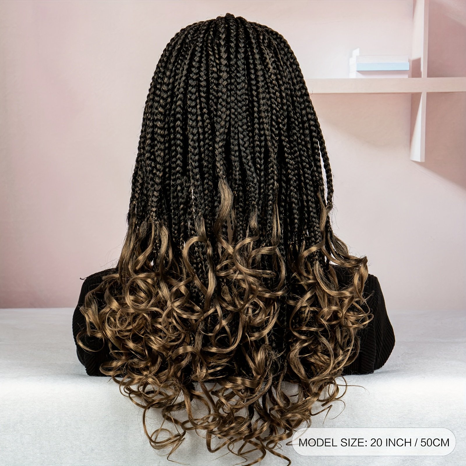 20-Inch Elegant Casual Vacation Mid-Length Handmade Braided Wig Cap with 9*6 Lace, Made from High-Temperature Resistant Fibers That Are Comfortable And Breathable - Image 17