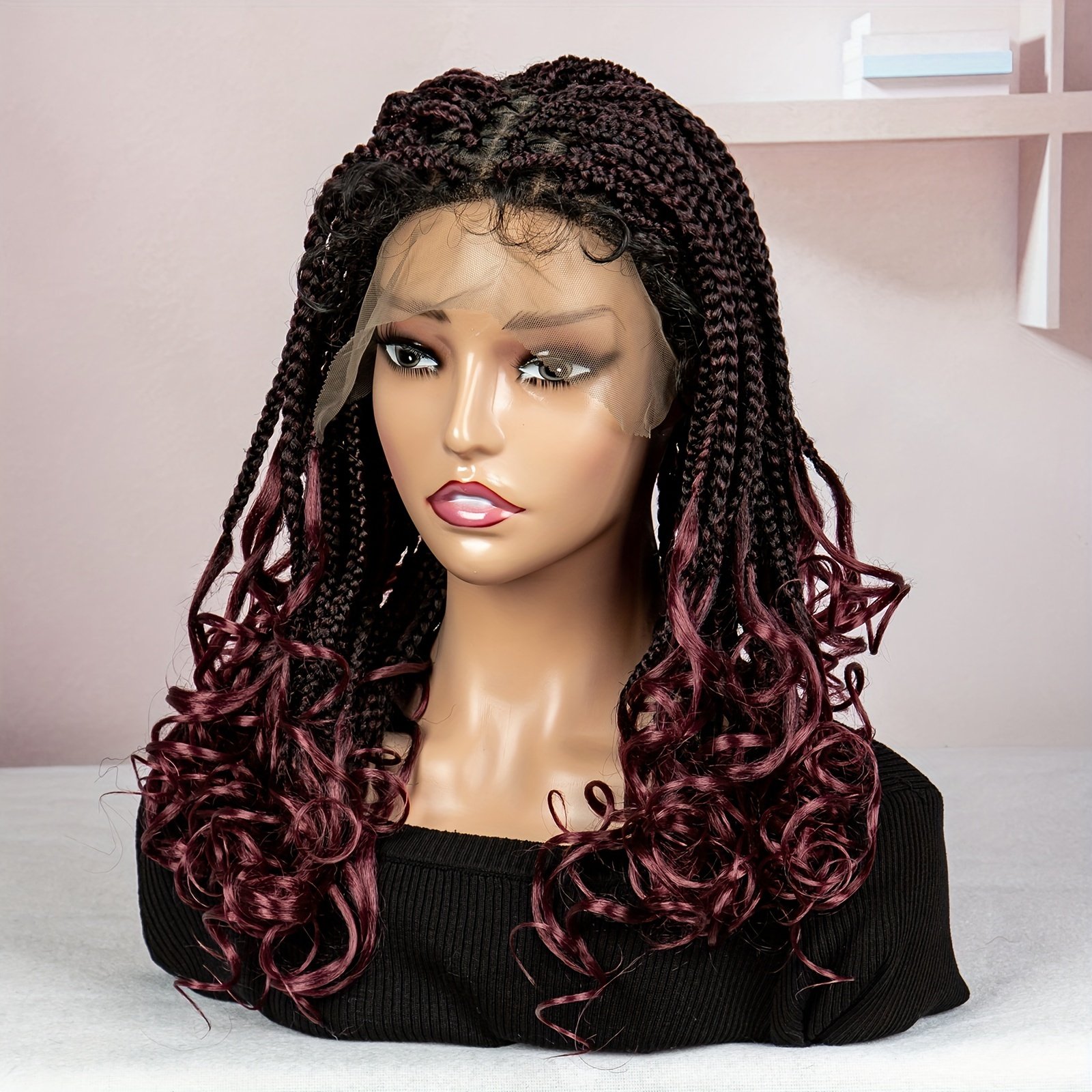 20-Inch Elegant Casual Vacation Mid-Length Handmade Braided Wig Cap with 9*6 Lace, Made from High-Temperature Resistant Fibers That Are Comfortable And Breathable - Image 11