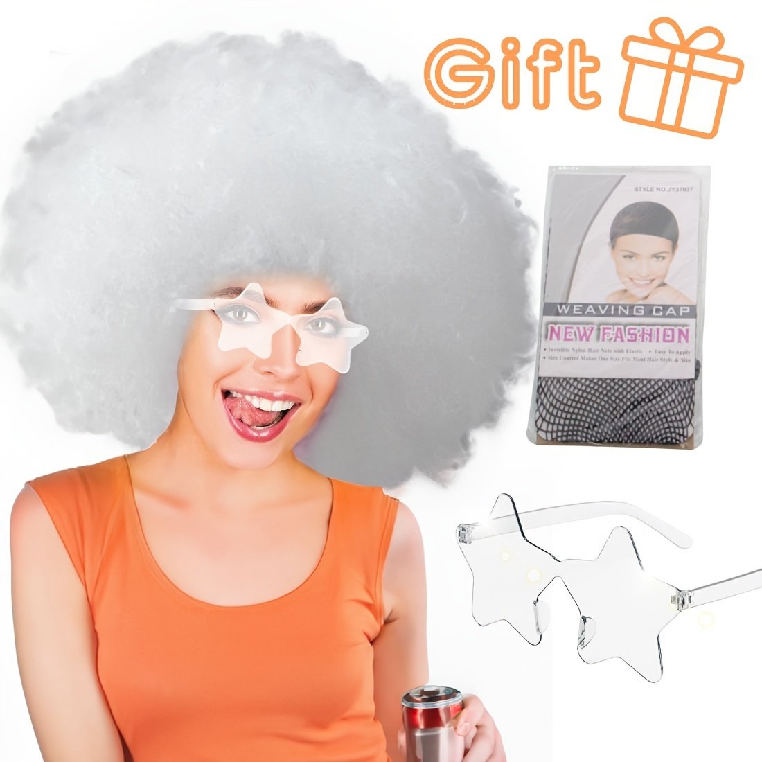 Discount Promotion on Colorful Curly Clown Wigs for Costume Parties, Complete with Funny Glasses And a Hairnet for Fans - Image 24