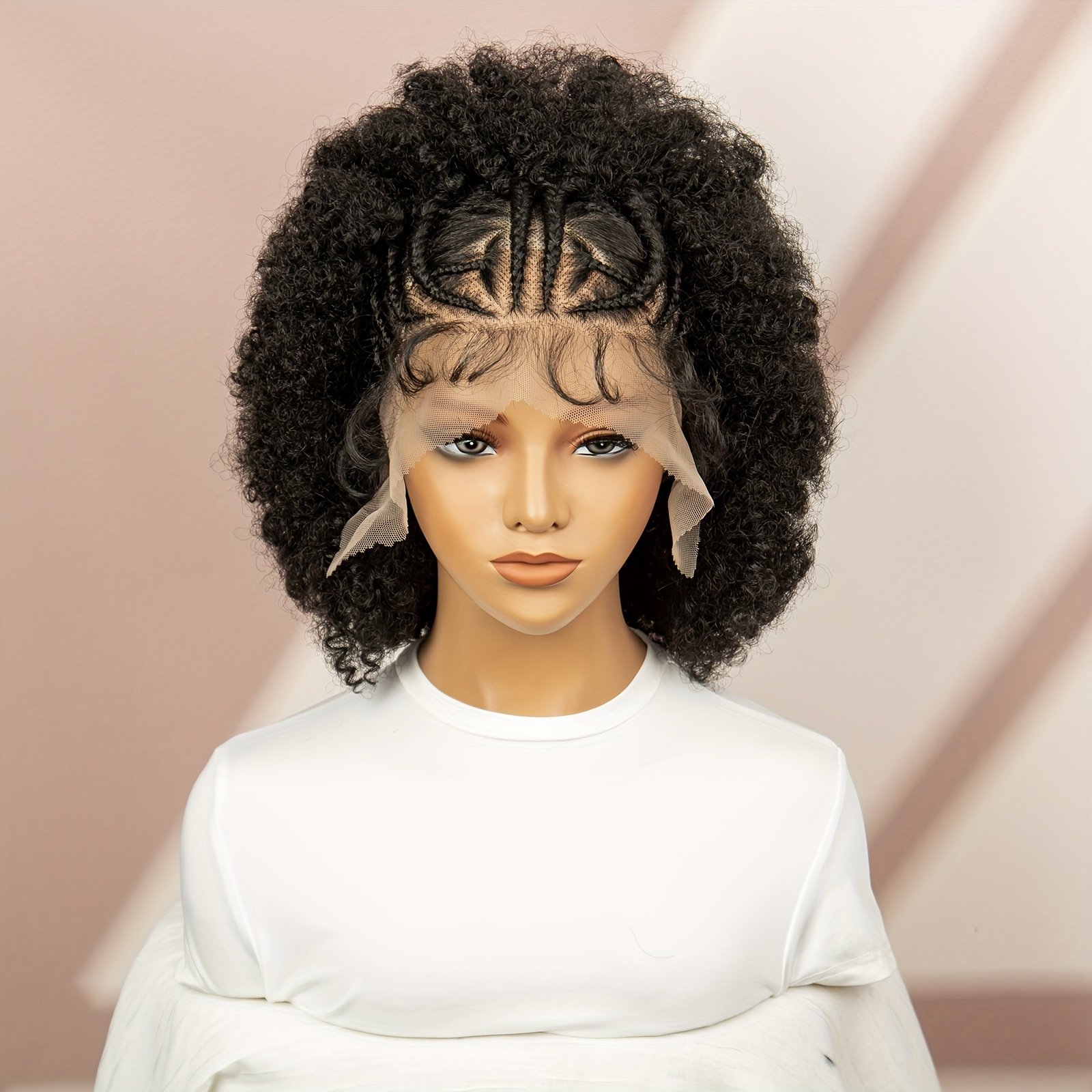 Full lace pure hand-woven front braid afro short black braid wig head cover daily wear breathable comfortable and fashionable - Image 12