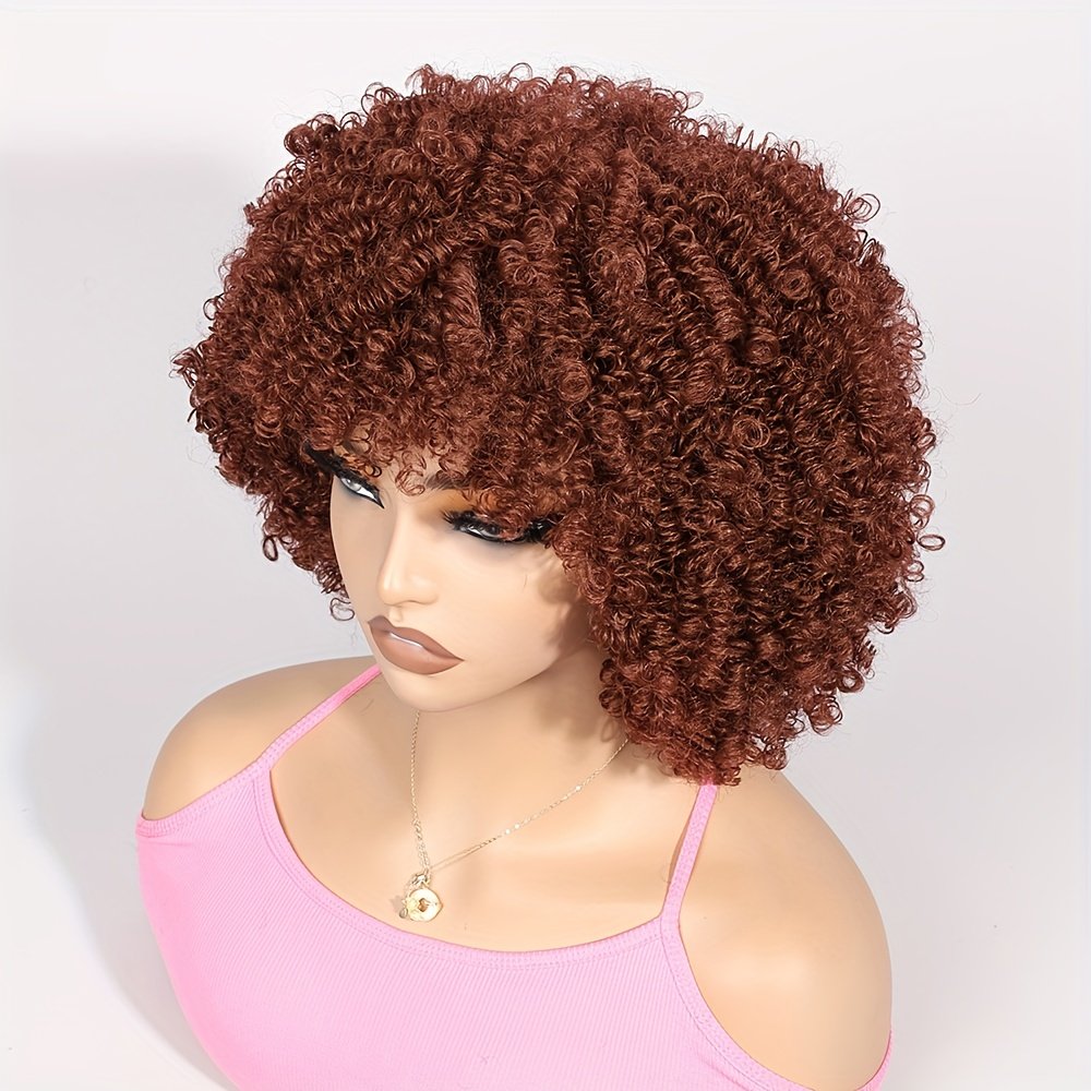 1pc Women's 9mm Curl Wig, Brown Wig, Natural and Versatile Cap-Style Wig, Full Head Wig - Image 14