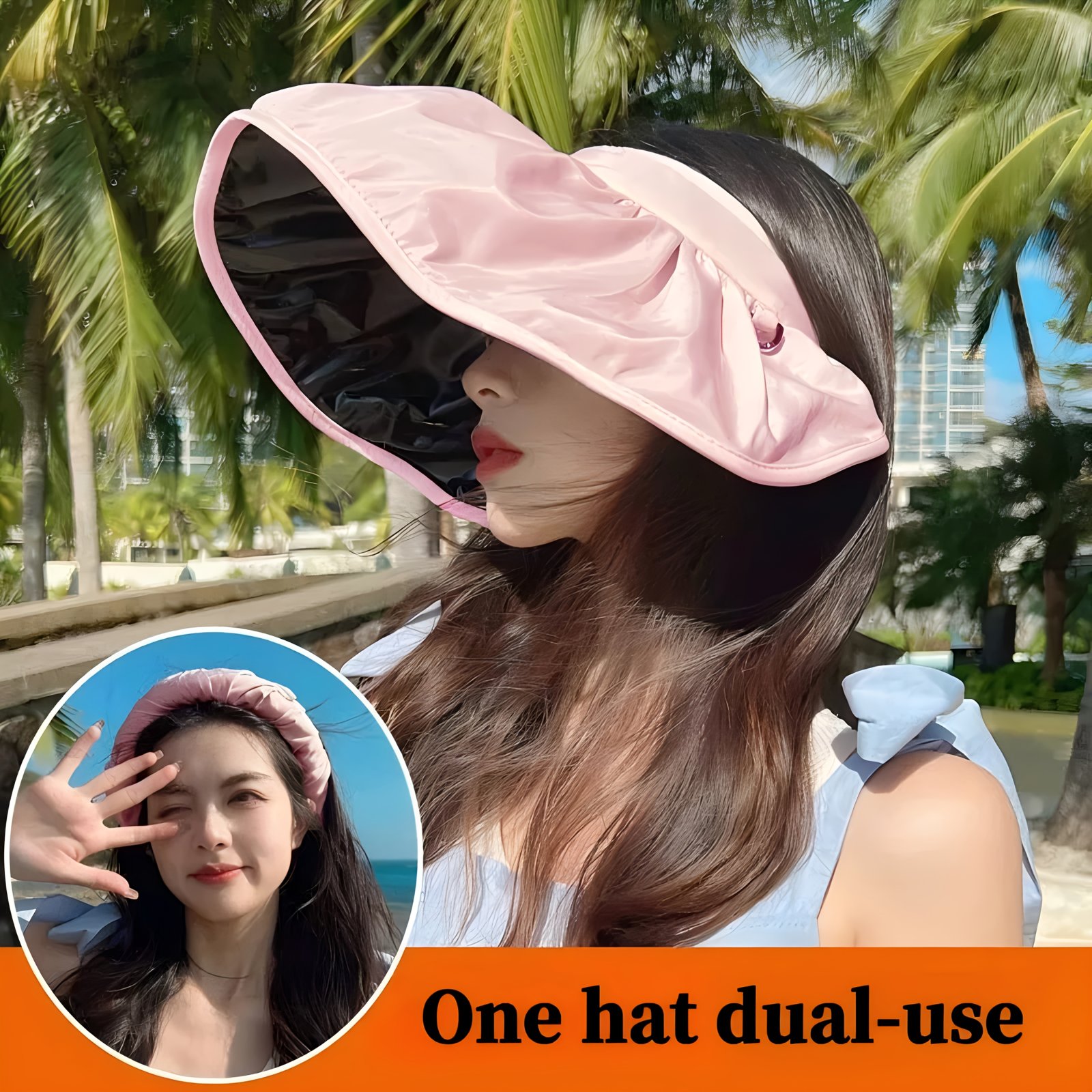 Headband Shell Hat, Sun Hat with Open Top for Women, Summer Sun Visor with Wide Brim, Shell-Shaped Hat for Cycling and Outdoor Activities, Foldable Black Vinyl Sun Hat, Black Vinyl Bucket Hat, Beach Hat - Image 13