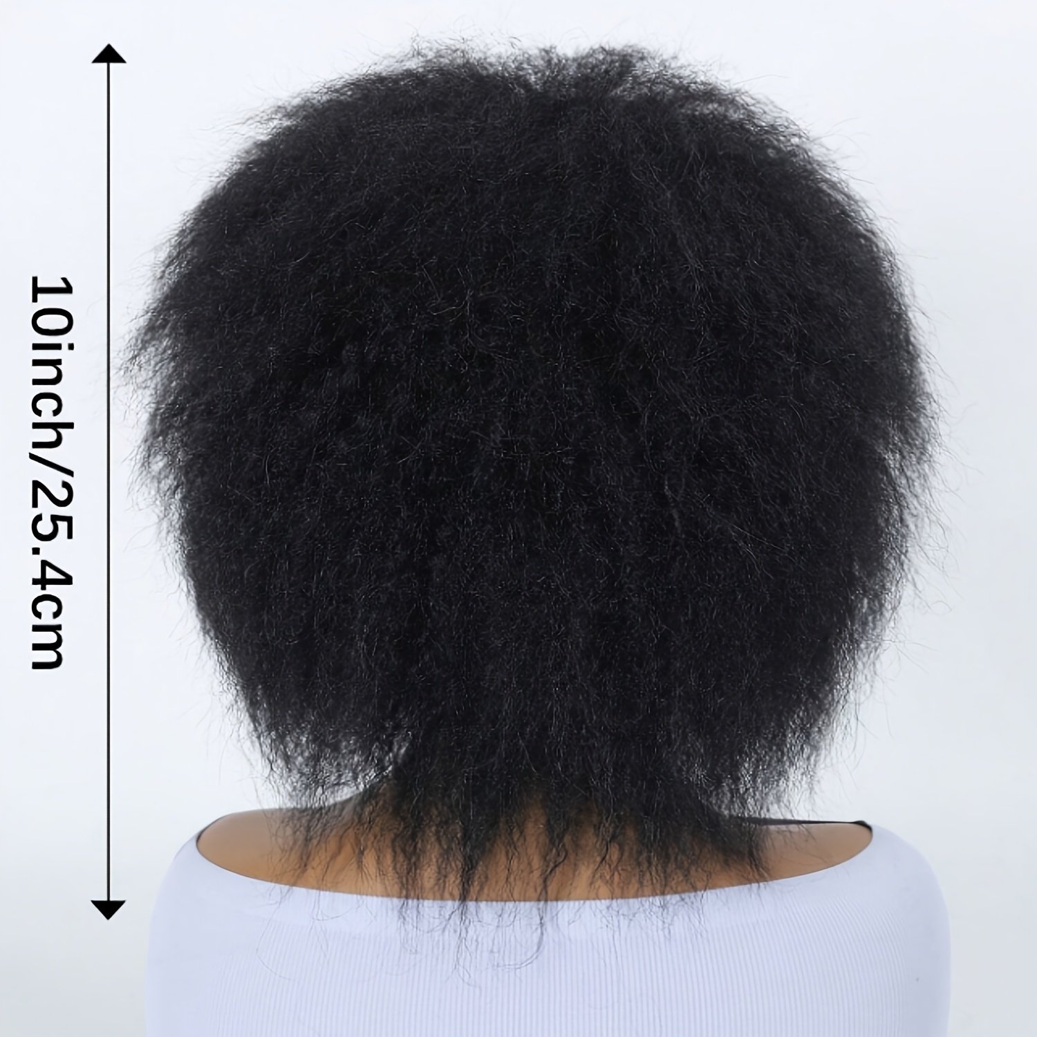 Short Fluffy Straight Synthetic Wig 25.4 cm Kinky Straight Wig Short Afro Hot Wigs Afro Kinky Wig | Synthetic Afro Wig | Kinky Curly Wig| Heat Resistant Wig | Fluffy Afro Curly Wigs | Natural Black Wigs | Afro Wigs for - Image 5