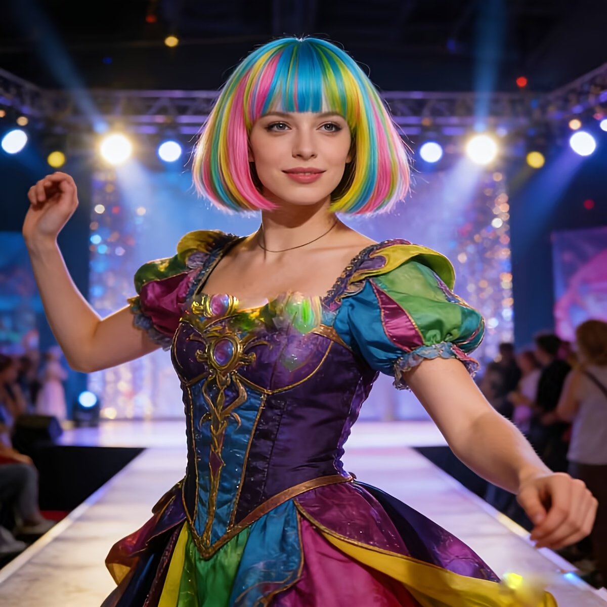 This Vibrant Bob Wig with Rainbow Colors Is Ideal for Graduation Celebrations, Photos, Themed Events, Parties, And Nightlife. Its Top Is Designed to Be Both Thin And Thick - Image 27