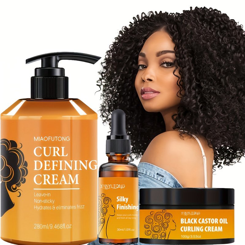 3pcs Curl Defining Cream Set, 280Ml Curl Defining Cream And 100G Curl Cream And 30Ml Hair Oil, Containing Argan Oil, Long-Lasting Anti-Frizz, Elastic And Fluffy, Moisturizing Styling Fixation, Suitable for Wavy And Curly Hair, Unisex - Image 7