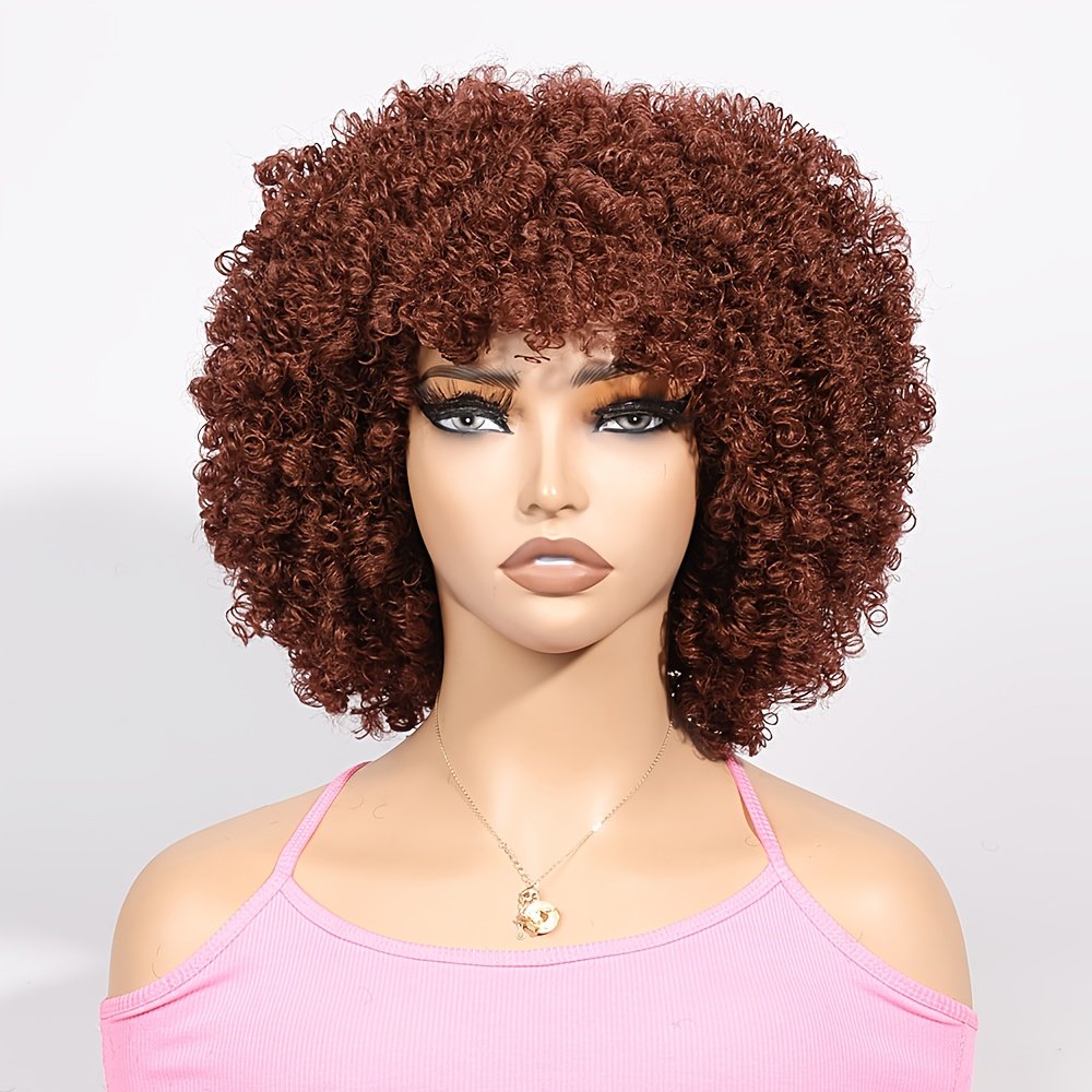1pc Women's 9mm Curl Wig, Brown Wig, Natural and Versatile Cap-Style Wig, Full Head Wig - Image 10