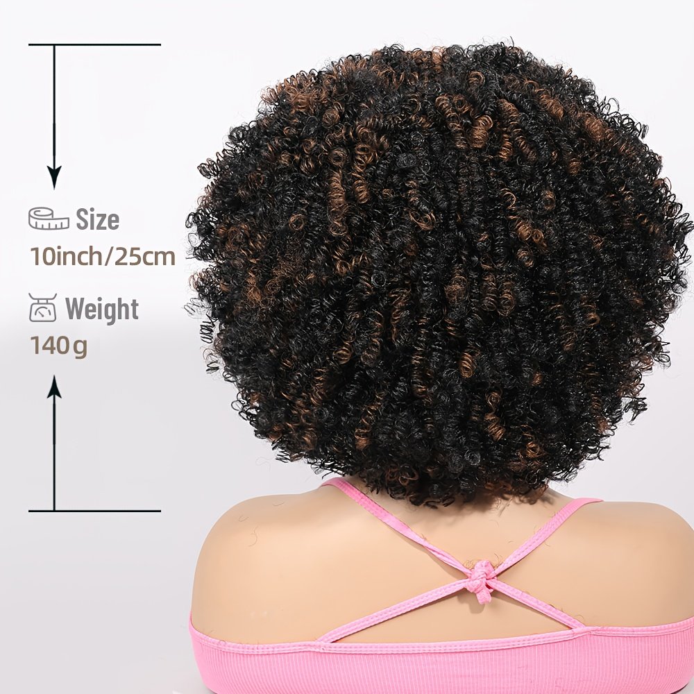 1pc Women's 9mm Curl Wig, Black Brown Wig, Natural Versatile Cap-Style Wig, Full Head Wig - Image 11