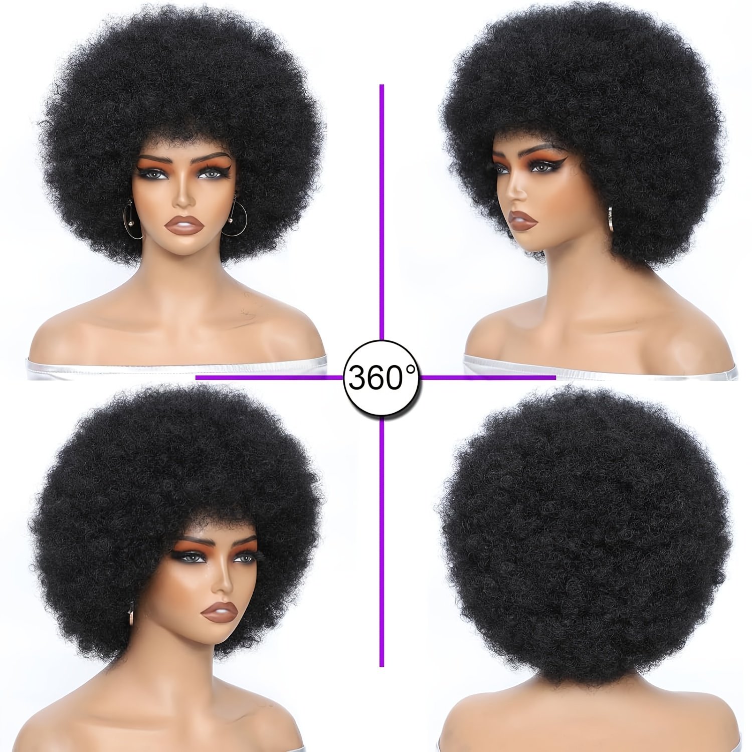 35.56cm Women'S Short Afro Kinky Curly Hair Black Wigs Afro Wig Large Bouncy And Soft Looking Premium Synthetic Wig Blended Hair Wigs for Women for Cosplay Parties Business, Music Festival, Mother'S Day - Image 12