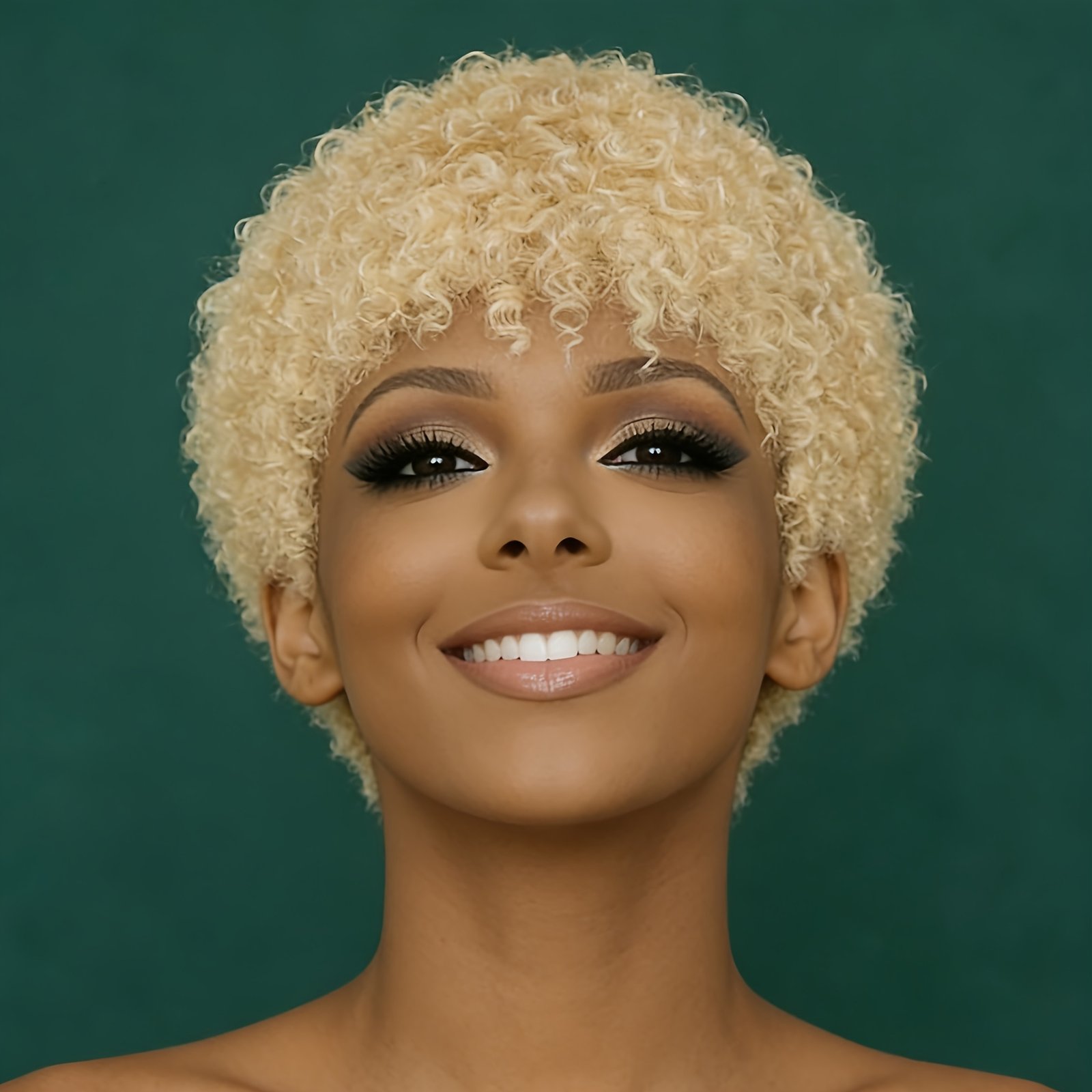 10.16cm-Women's 27# Blonde Color Cosplay Wig for Halloween Short Pixie Cut Wig 200% Density Curly Wave Human Hair Wigs with Bangs Easy to Wear Hairpiece for Daily Party & Cosplay & Christmas & Black Friday - Image 18