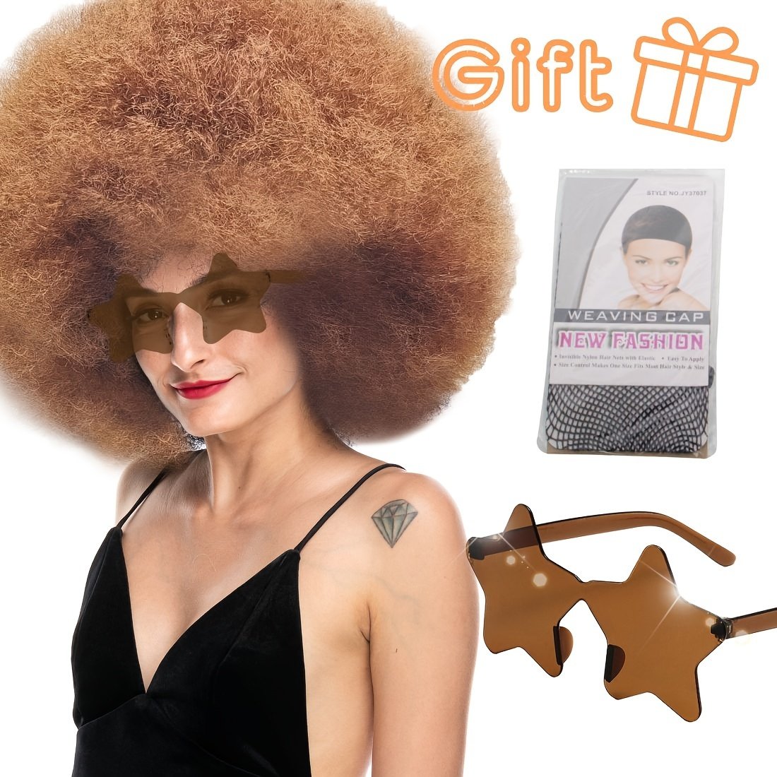 Discount Promotion on Colorful Curly Clown Wigs for Costume Parties, Complete with Funny Glasses And a Hairnet for Fans - Image 7