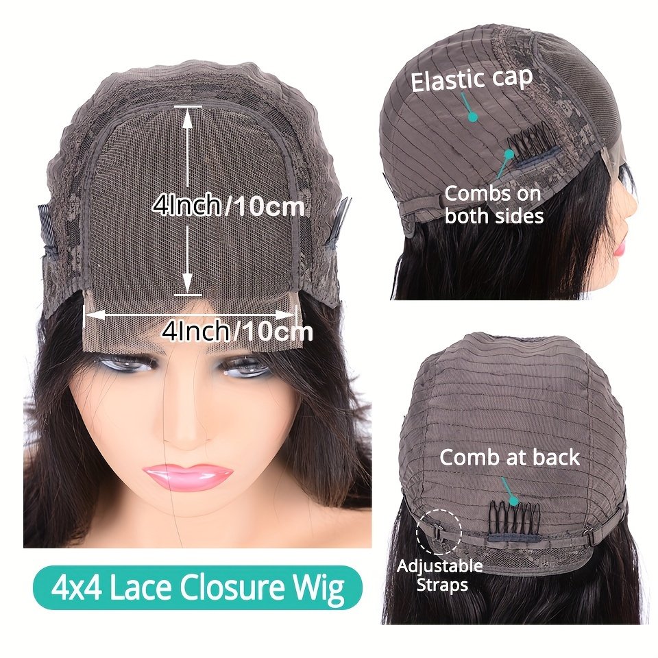 4×4 Water Wave Bob Wigs Brazilian Human Hair Wigs for Women Short Curly 4×4 Transparent Lace Closure Human Hair Wigs Pre-Plucked with Baby Hair 180% Density - Image 7