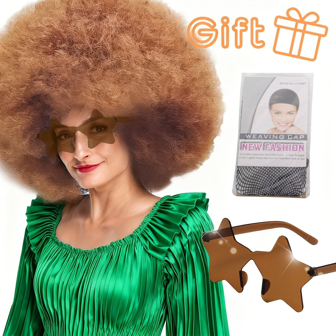 Discount Promotion on Colorful Curly Clown Wigs for Costume Parties, Complete with Funny Glasses And a Hairnet for Fans - Image 2