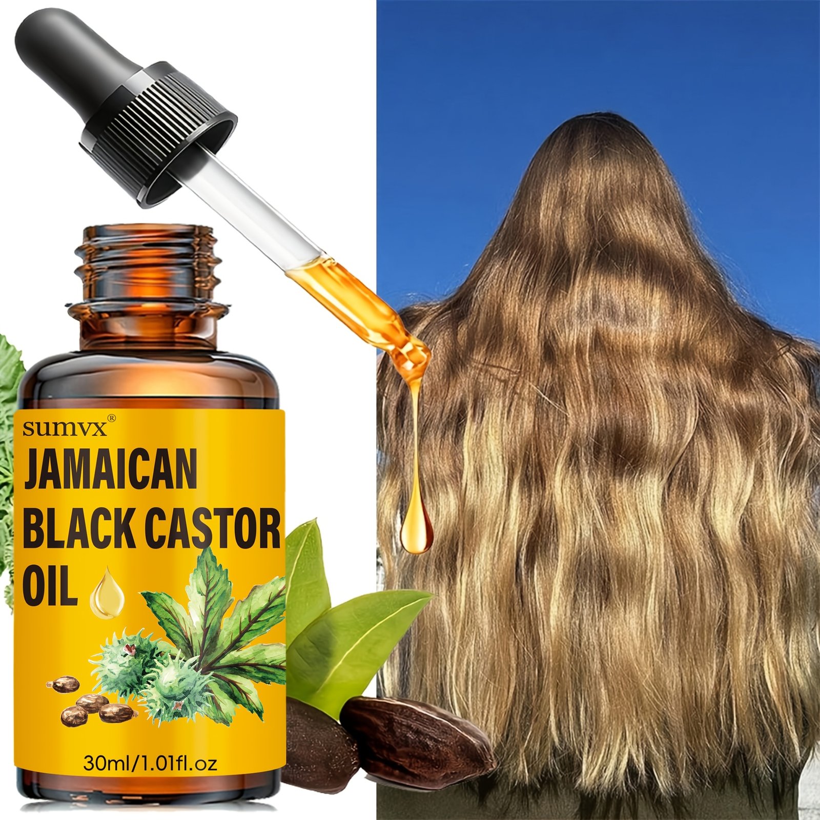 Castor Oil 30Ml/1.05 Fl Oz. with Ginger Oil, Rosemary, Biotin, Polygonum Multiflorum, And Batana Oil. Suitable for Hair And Eyebrows, Moisturizing And Smoothing. Ready to Use, No Rinsing Required - Image 13