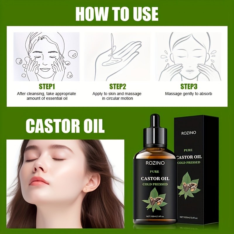 Castor Oil, for Hair Eyelashes And Eyebrows, Castor Oil Cold Pressed Unrefined, Hair for Dry Hair, Skin And Nails - Image 16