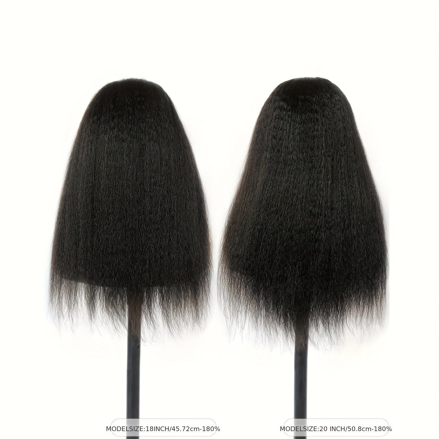 Wear & Go Glueless Wigs Yaki Kinky Straight Human Hair Pre Plucked Pre Cut 4×4 Lace Closure Wigs 180% Density Kinky Straight Glueless Wigs Human Hair for Women Natural Black