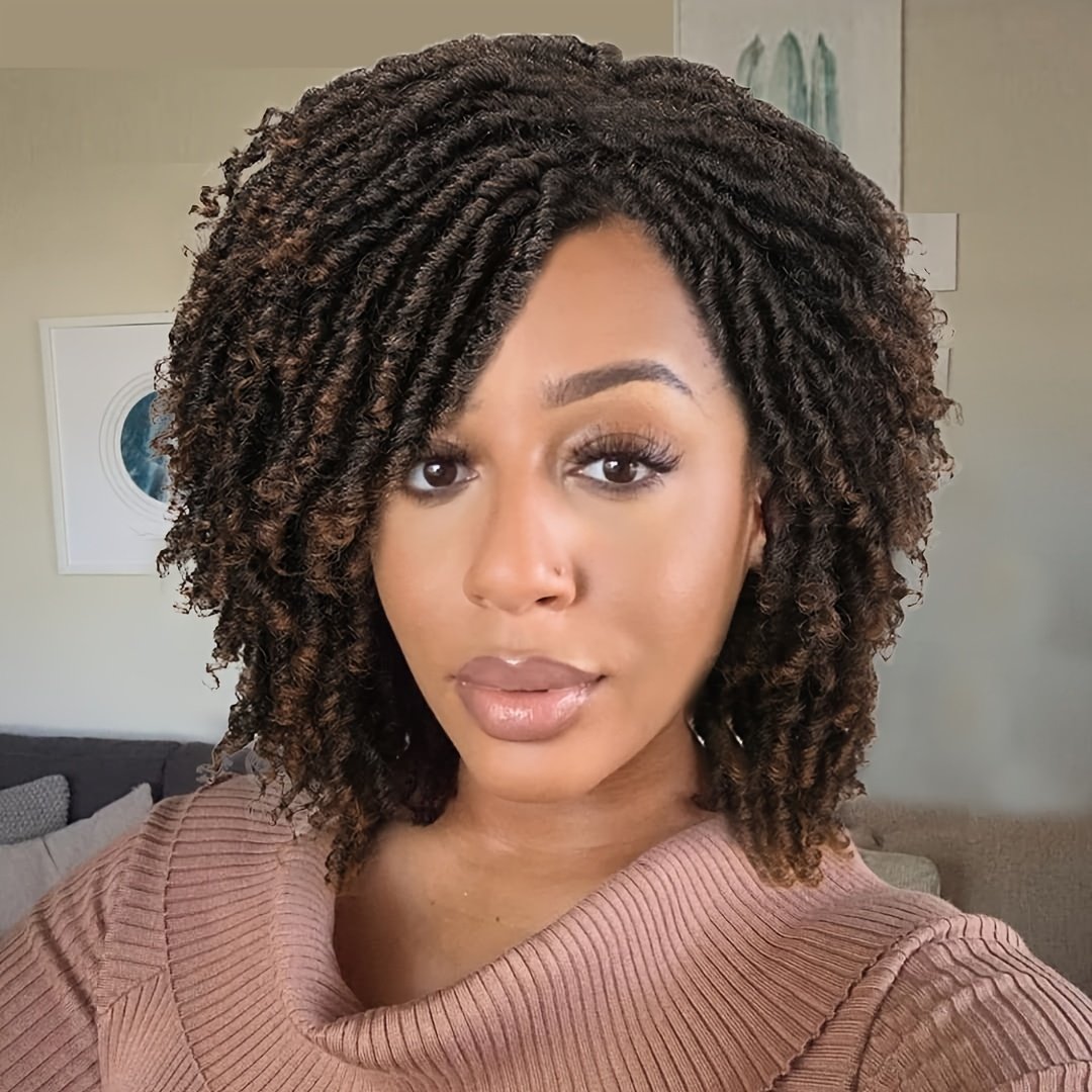 Dreadlock Wigs for Women Short Curly Big Afro Braided Wigs Faux Locs Twist Braiding Synthetic Wigs - Image 2