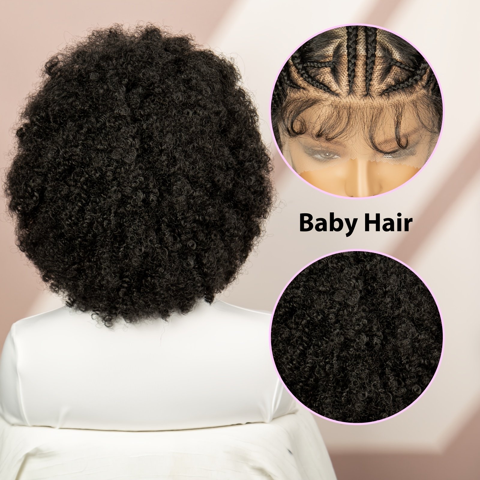 Full lace pure hand-woven front braid afro short black braid wig head cover daily wear breathable comfortable and fashionable - Image 28