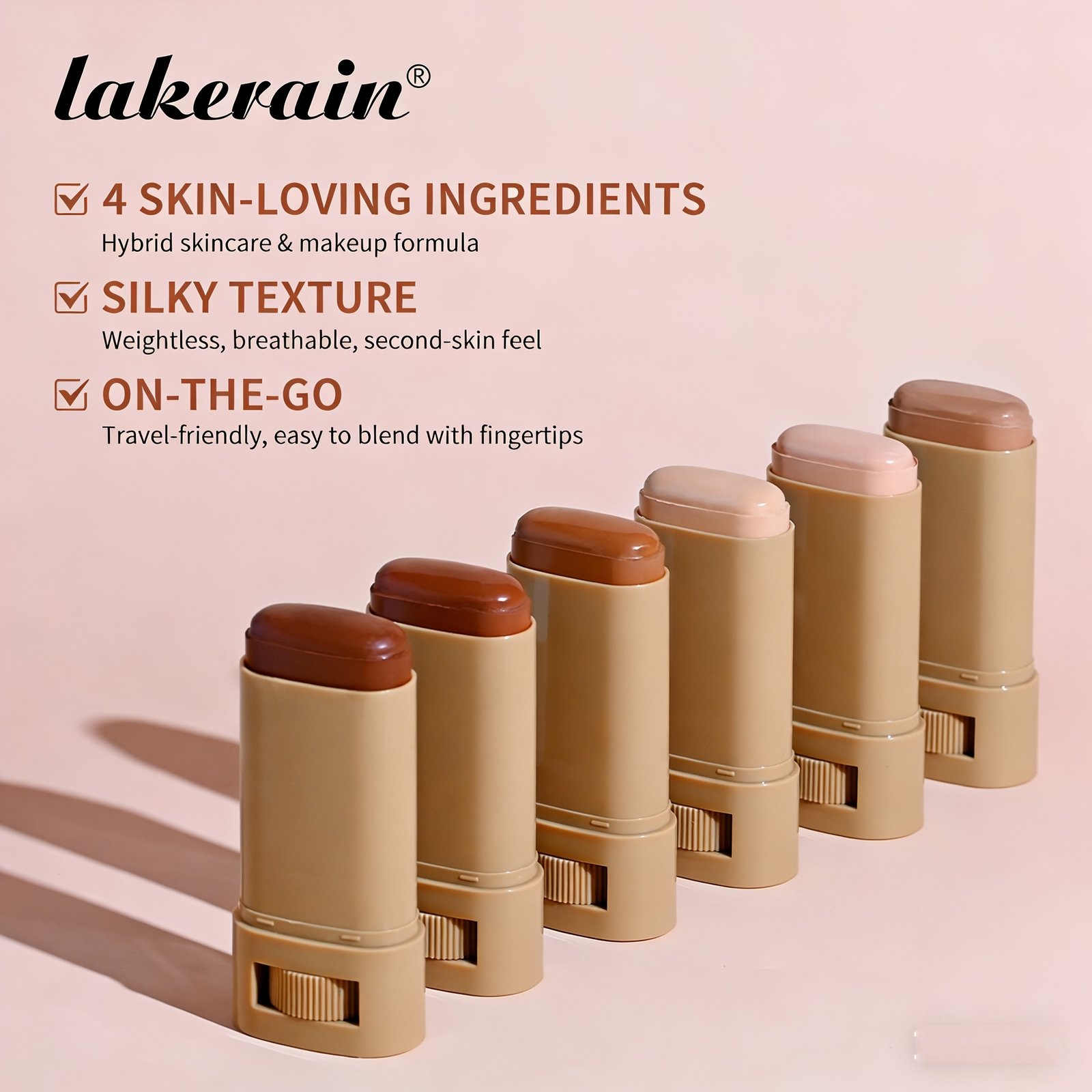 SERUM BOOSTED SKIN TINT + Soft Makeup Puff, Stick Foundation, Spring/summer Foundation Cosmetics, Smooth Light Nude Bronze Color, Concealing Foundation, Waterproof Long-lasting, Nourishing Ingredients Hyaluronic Acid Nicotinamide, for All Makeup