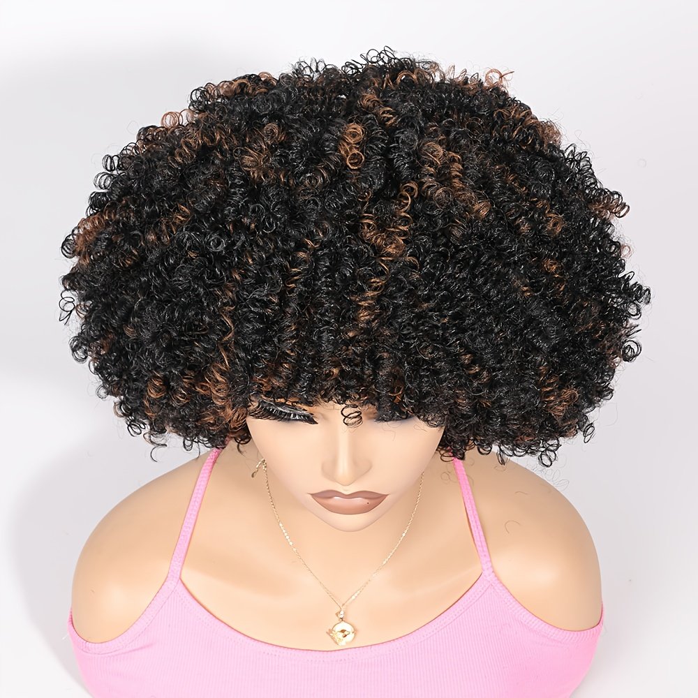 1pc Women's 9mm Curl Wig, Black Brown Wig, Natural Versatile Cap-Style Wig, Full Head Wig - Image 7