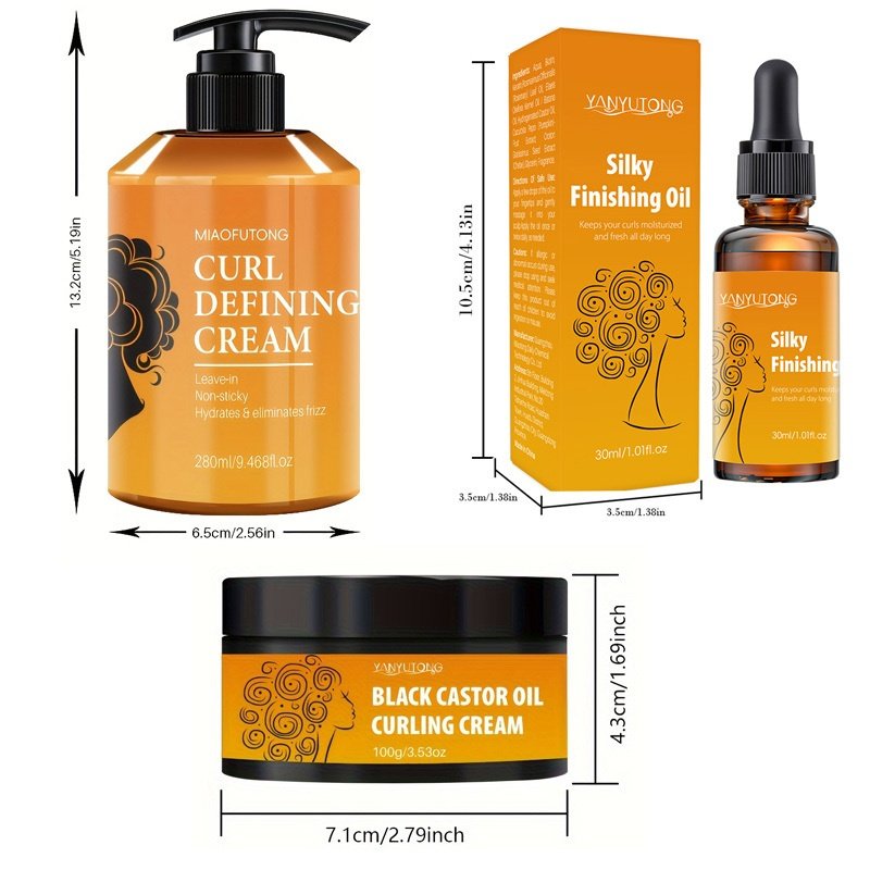3pcs Curl Defining Cream Set, 280Ml Curl Defining Cream And 100G Curl Cream And 30Ml Hair Oil, Containing Argan Oil, Long-Lasting Anti-Frizz, Elastic And Fluffy, Moisturizing Styling Fixation, Suitable for Wavy And Curly Hair, Unisex - Image 9