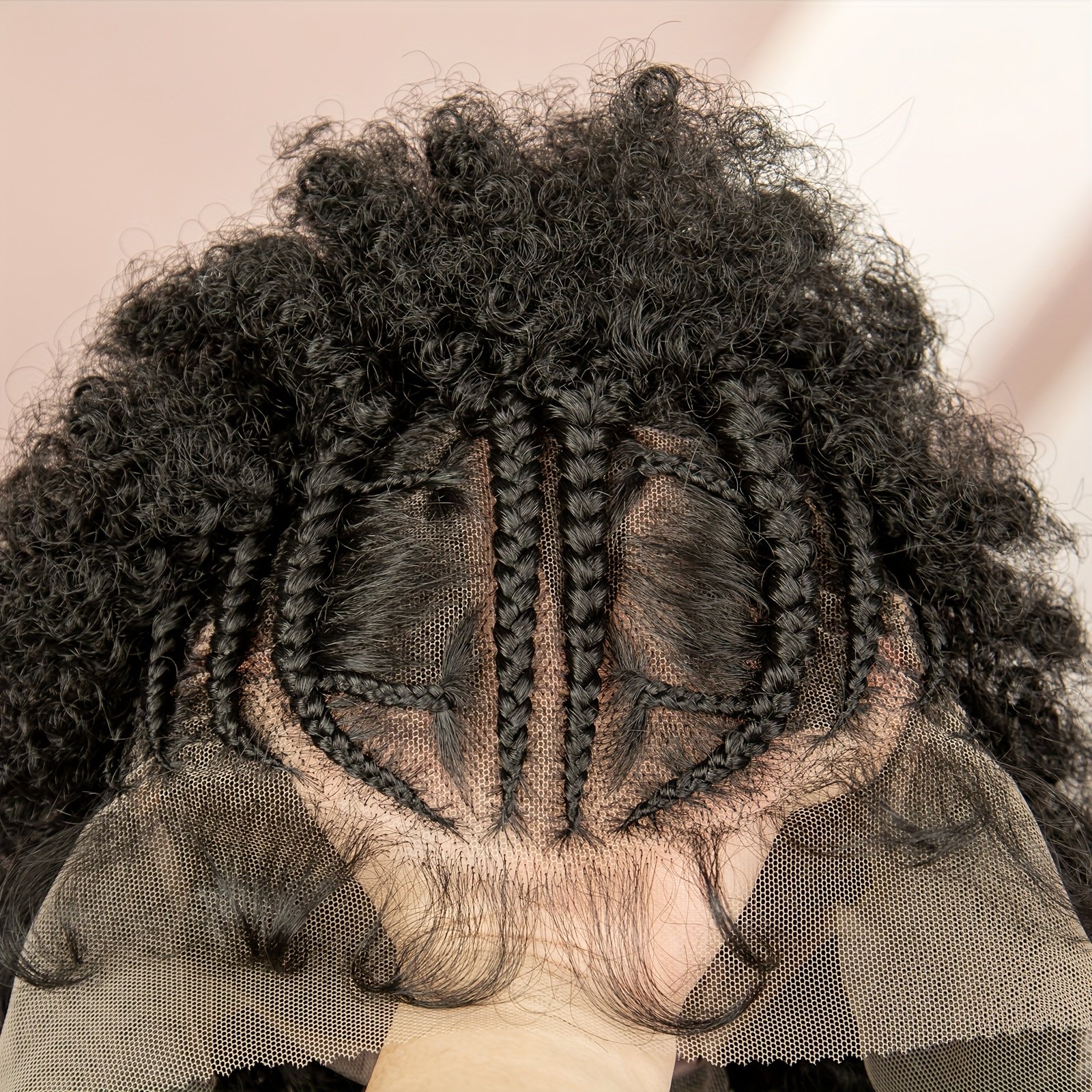 Full lace pure hand-woven front braid afro short black braid wig head cover daily wear breathable comfortable and fashionable - Image 33