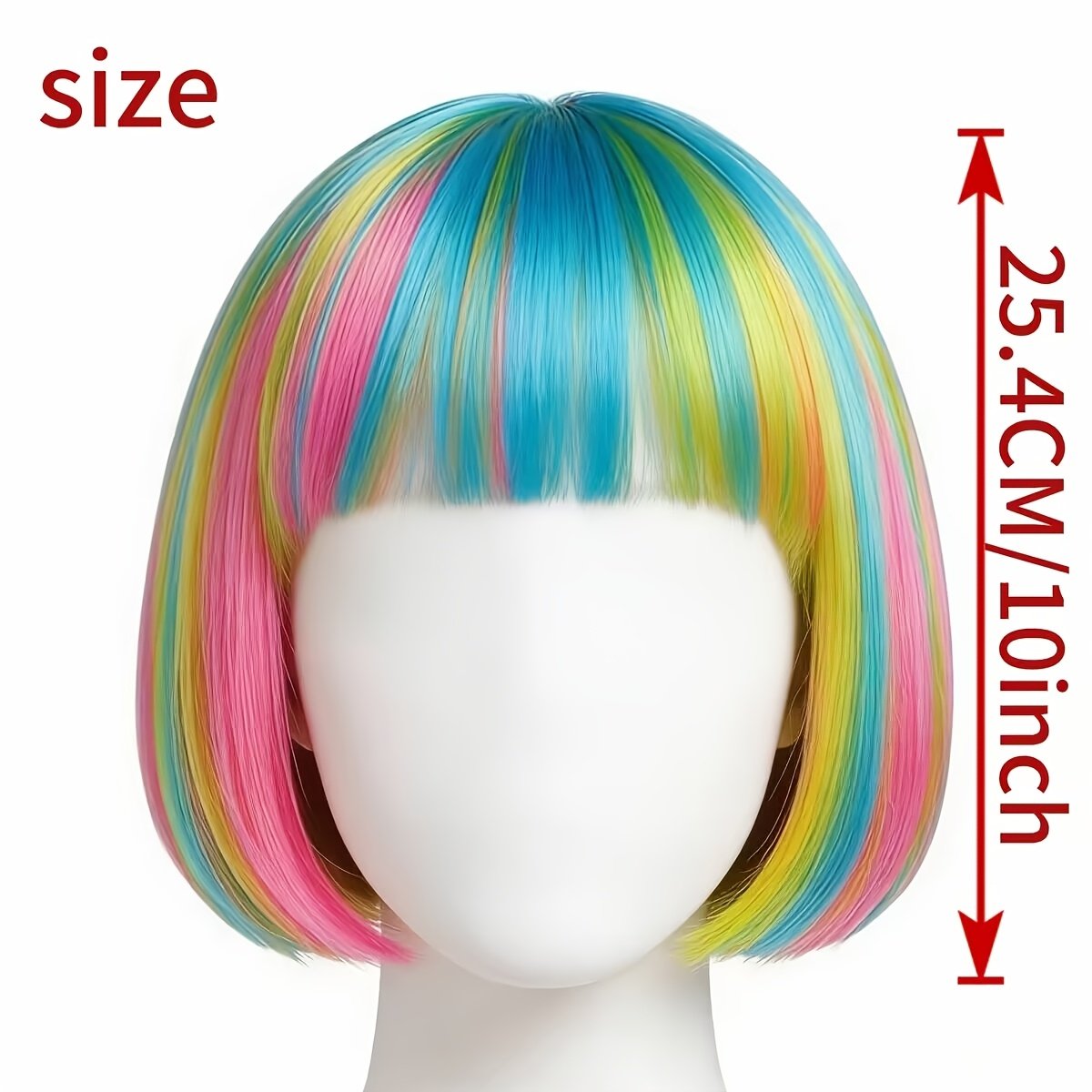 This Vibrant Bob Wig with Rainbow Colors Is Ideal for Graduation Celebrations, Photos, Themed Events, Parties, And Nightlife. Its Top Is Designed to Be Both Thin And Thick - Image 6