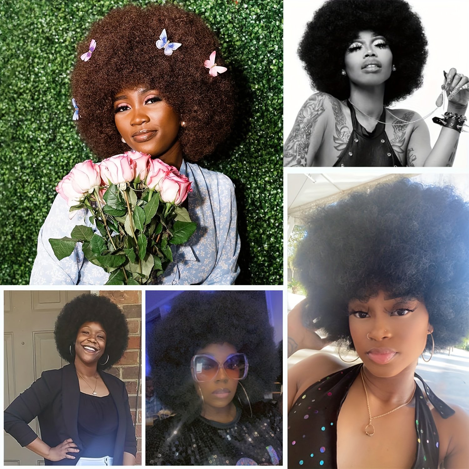 35.56cm Women'S Short Afro Kinky Curly Hair Black Wigs Afro Wig Large Bouncy And Soft Looking Premium Synthetic Wig Blended Hair Wigs for Women for Cosplay Parties Business, Music Festival, Mother'S Day - Image 19