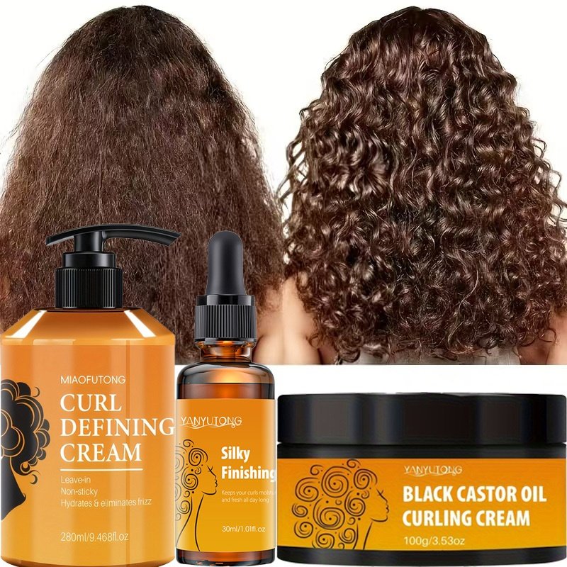 3pcs Curl Defining Cream Set, 280Ml Curl Defining Cream And 100G Curl Cream And 30Ml Hair Oil, Containing Argan Oil, Long-Lasting Anti-Frizz, Elastic And Fluffy, Moisturizing Styling Fixation, Suitable for Wavy And Curly Hair, Unisex - Image 16