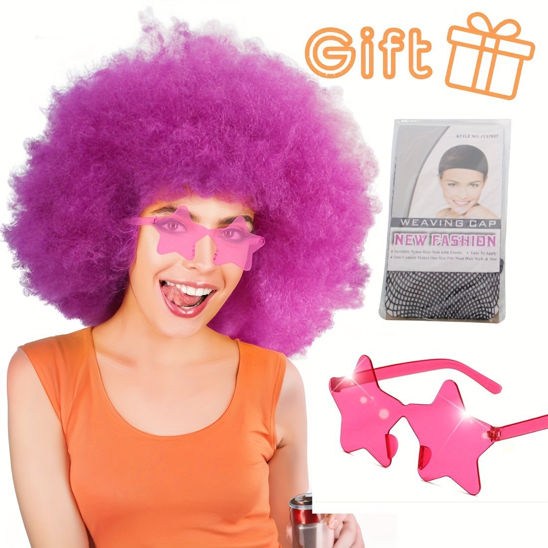 Discount Promotion on Colorful Curly Clown Wigs for Costume Parties, Complete with Funny Glasses And a Hairnet for Fans - Image 23