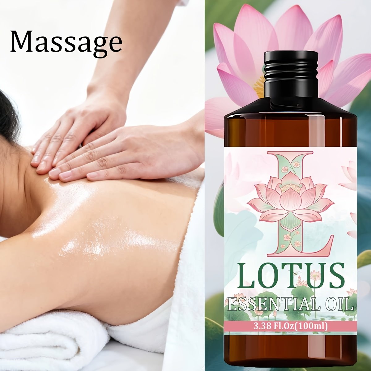 for Lotus Essential Oil --100% Pure, High-quality, Floral Fragrance --Hydrating, Moisturizing, Nourishing the Skin --Used for Skin, Hair, Face, Body Care --Suitable for Meditation, Bathing --100ml, Multi-purpose, for Lotus Body Massage Essential Oil - Image 8