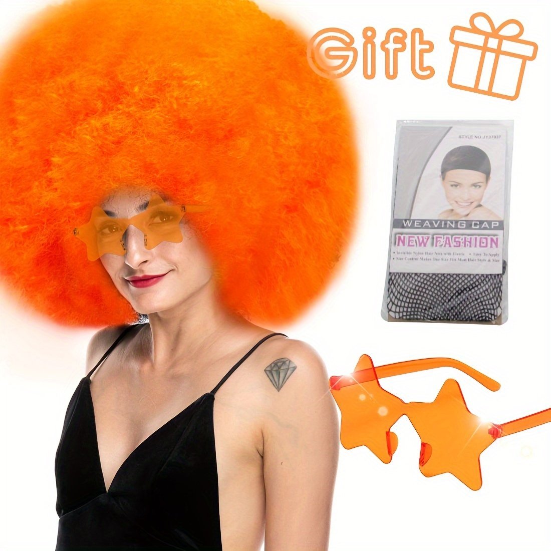 Discount Promotion on Colorful Curly Clown Wigs for Costume Parties, Complete with Funny Glasses And a Hairnet for Fans - Image 15